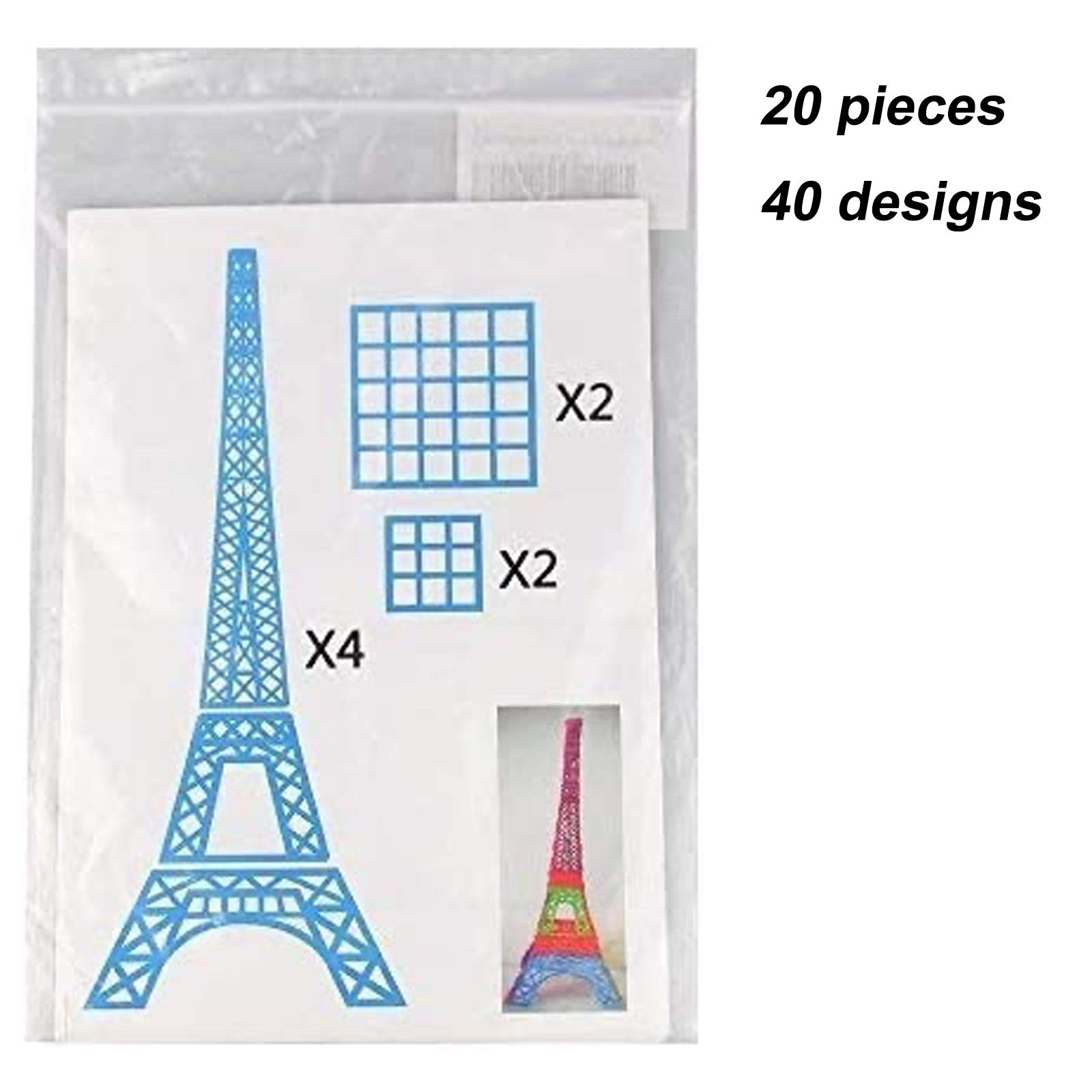 penne 3D Modelli, carta 3D penna stampo per penna di stampa 3D, 20 disegni diversi, per creare meglio belle opere