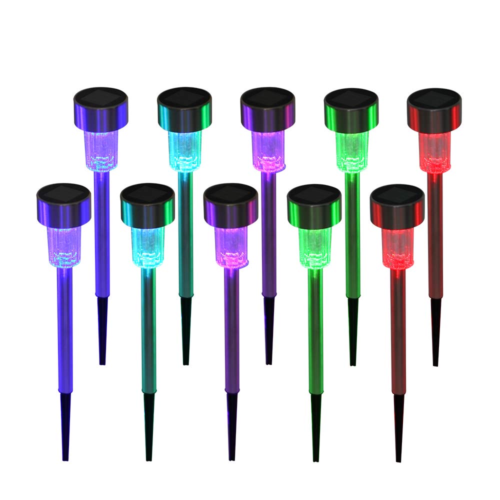 10 Pcs Outdoor Solar Pathway Lights Stainless Steel LED Landscape Lighting Outdoor Waterproof Solar Garden Lights Outdoor Decorative