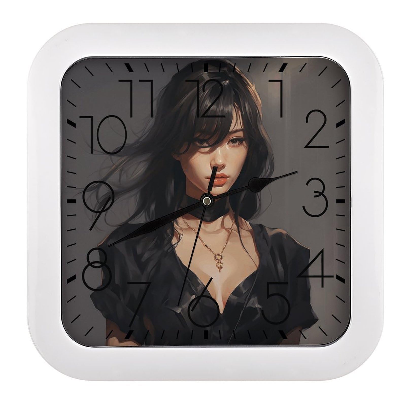 Horloge murale pour chambre et salon décorative moderne personnage robe