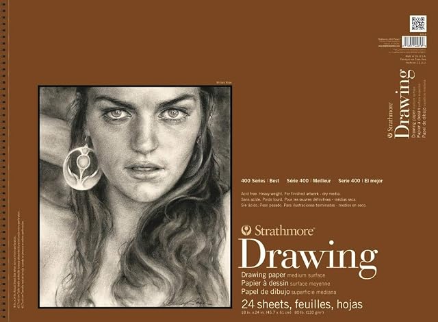 Pro-Art Strathmore Medium Drawing Spiral Paper Pad 18 x inch, 24 Sheets, 18x24