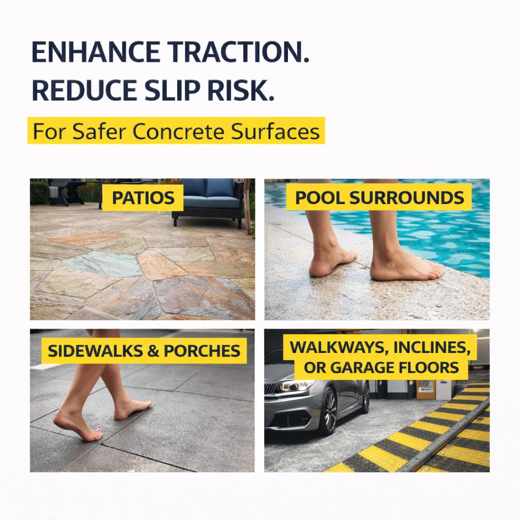 Tru Grip Micronized Powder for Concrete Sealers & Surface Additive – Improves Bond & Slip Resistance for Garage Floors, Patios, Walkways & Pool Decks - Pack of six.