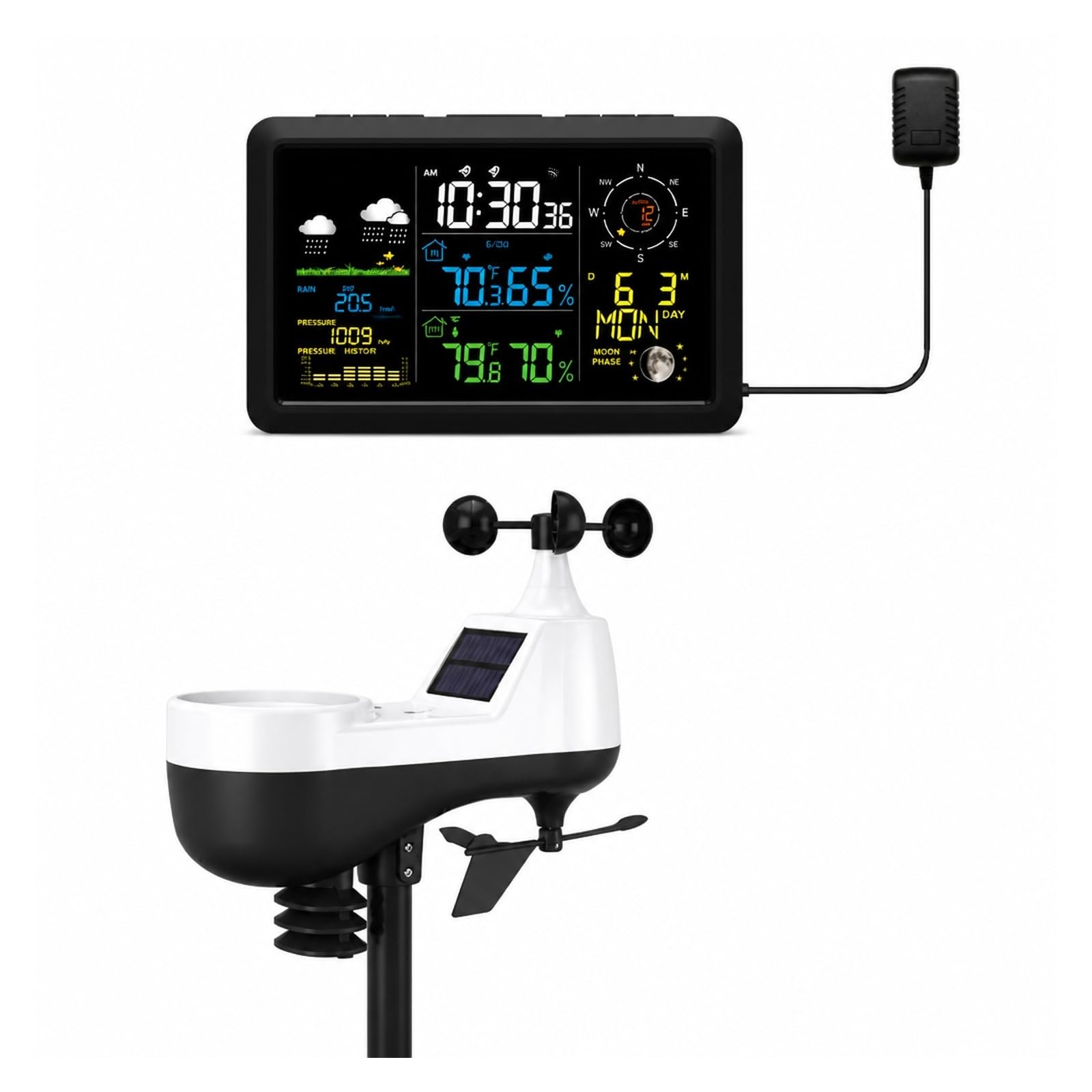 Deszczomierz, Cyfrowa Stacja Pogodowa Anemometr I Miernik Deszczu(Black)
