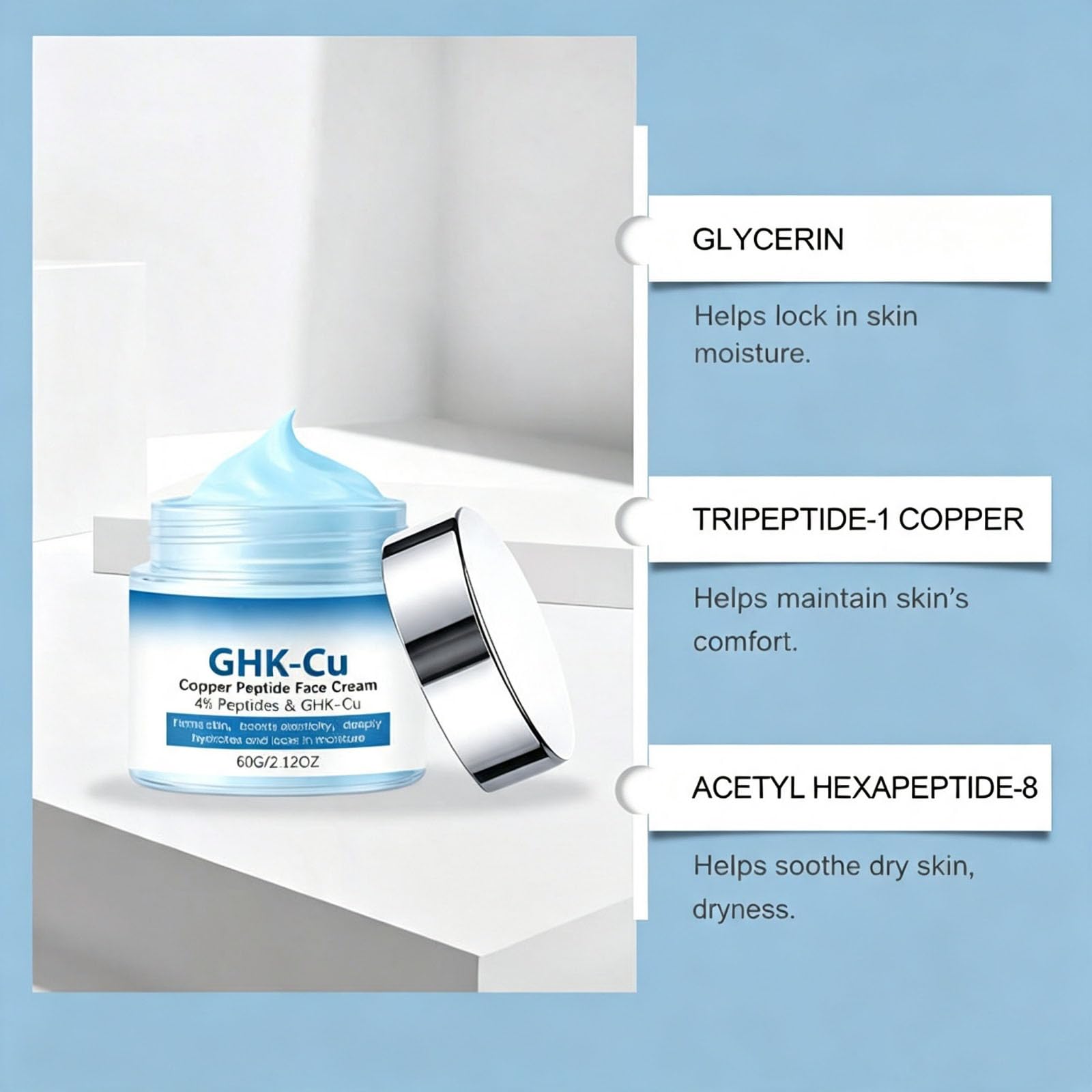 ghk-cu copper peptide skin clinical evidence review Face Cream, Deep Hydrating Moisturizer, Fast Absorbing, Nourishes Dry Skin, Supports Smooth Texture, Natural Care for Dry, Mature & Sensitive Skin, Face & Body, 2.21 oz Ilość:5 SZT Bac Water - LyfeLabs glowing skin