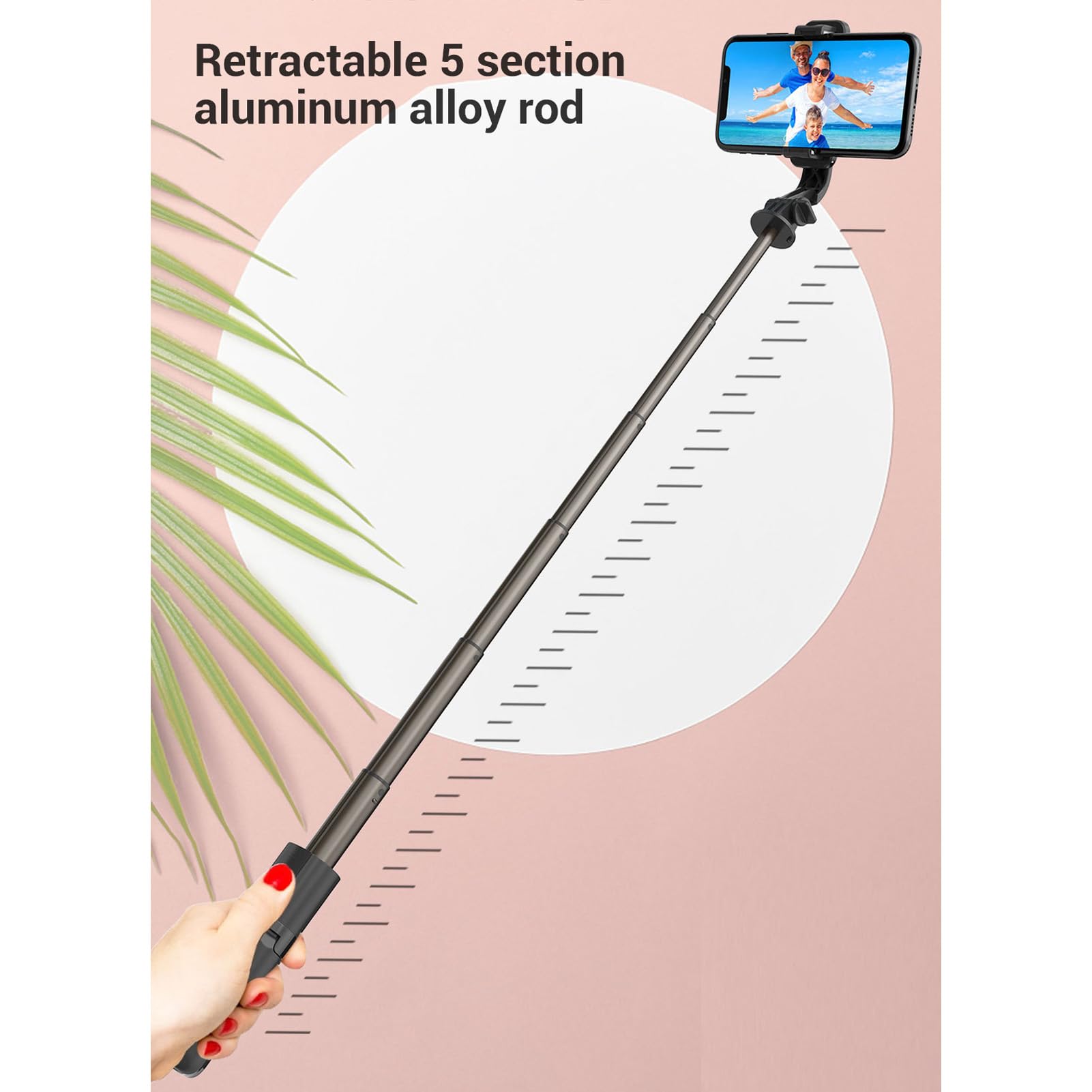 Stabilizzatore per Selfie Stick per Telefono con Telecomando, Treppiede con Rotazione a 360° per Registrazione Video in Streaming Live, Asta in Lega di Alluminio Estensibile da