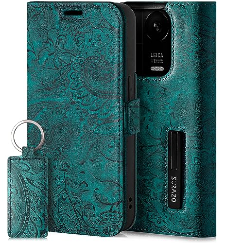 Coque Xiaomi 13 Pro cuir turquoise avec rangement de carte pour la ville