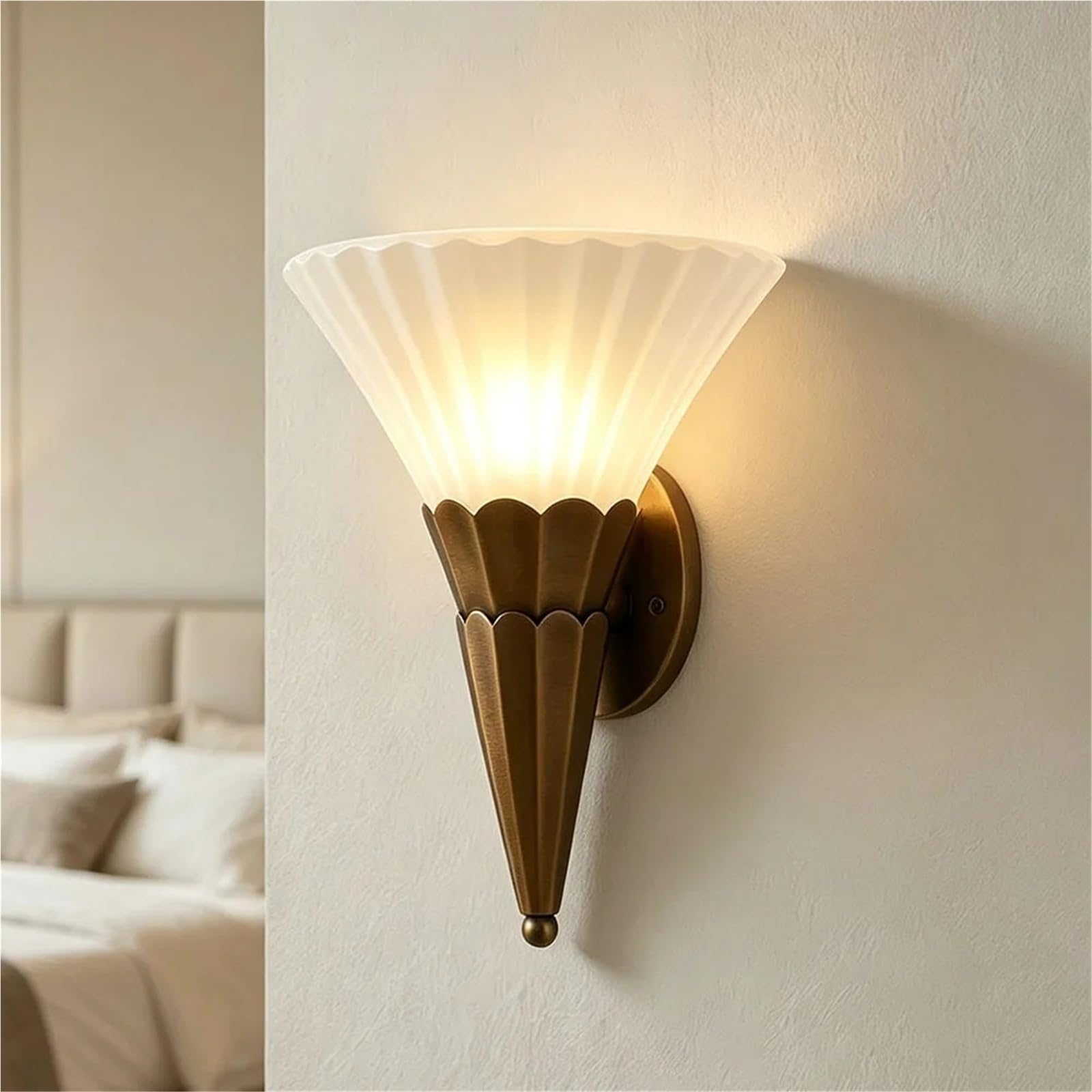 Vintage Art Deco Wall Sconce Vertical Frosted Glass Wall Lamp
