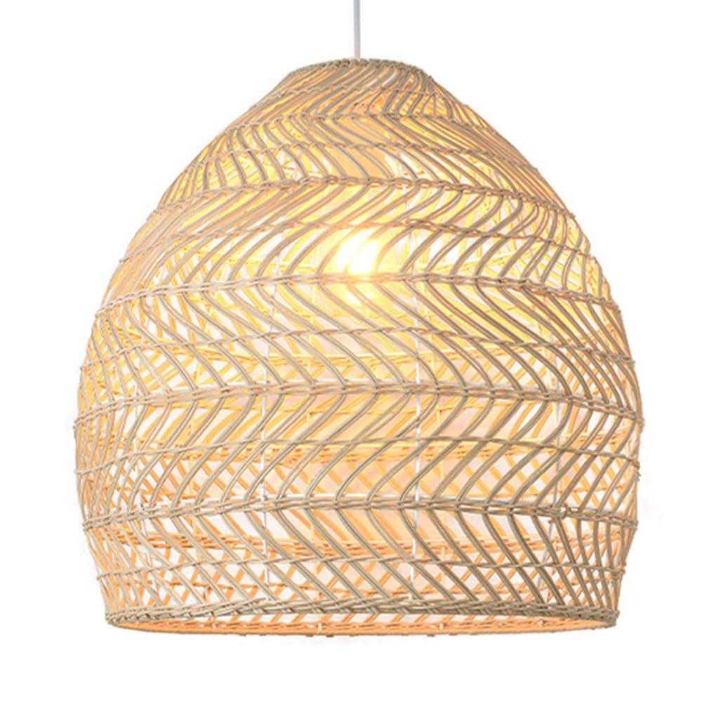 Abat-jour en bambou tressé main, lustre de plafond vintage et durable de 19,7"