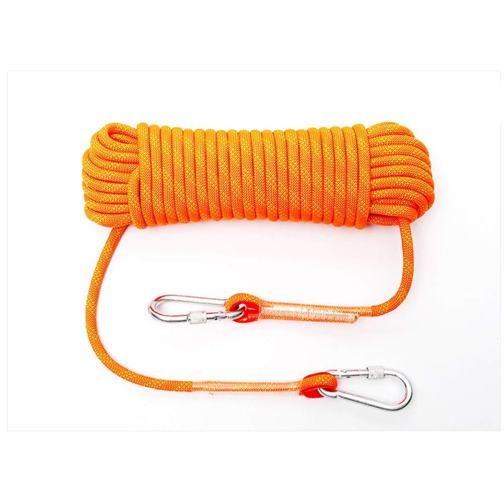 Cuerda Cuerda de Escalada Naranja de 10-12 mm, Cuerda de Seguridad, Trenza de Nylon de Doble Capa con mosquetón, Cuerda de Escape Ante desastres Resistente a Altas temperaturas 10M-100M