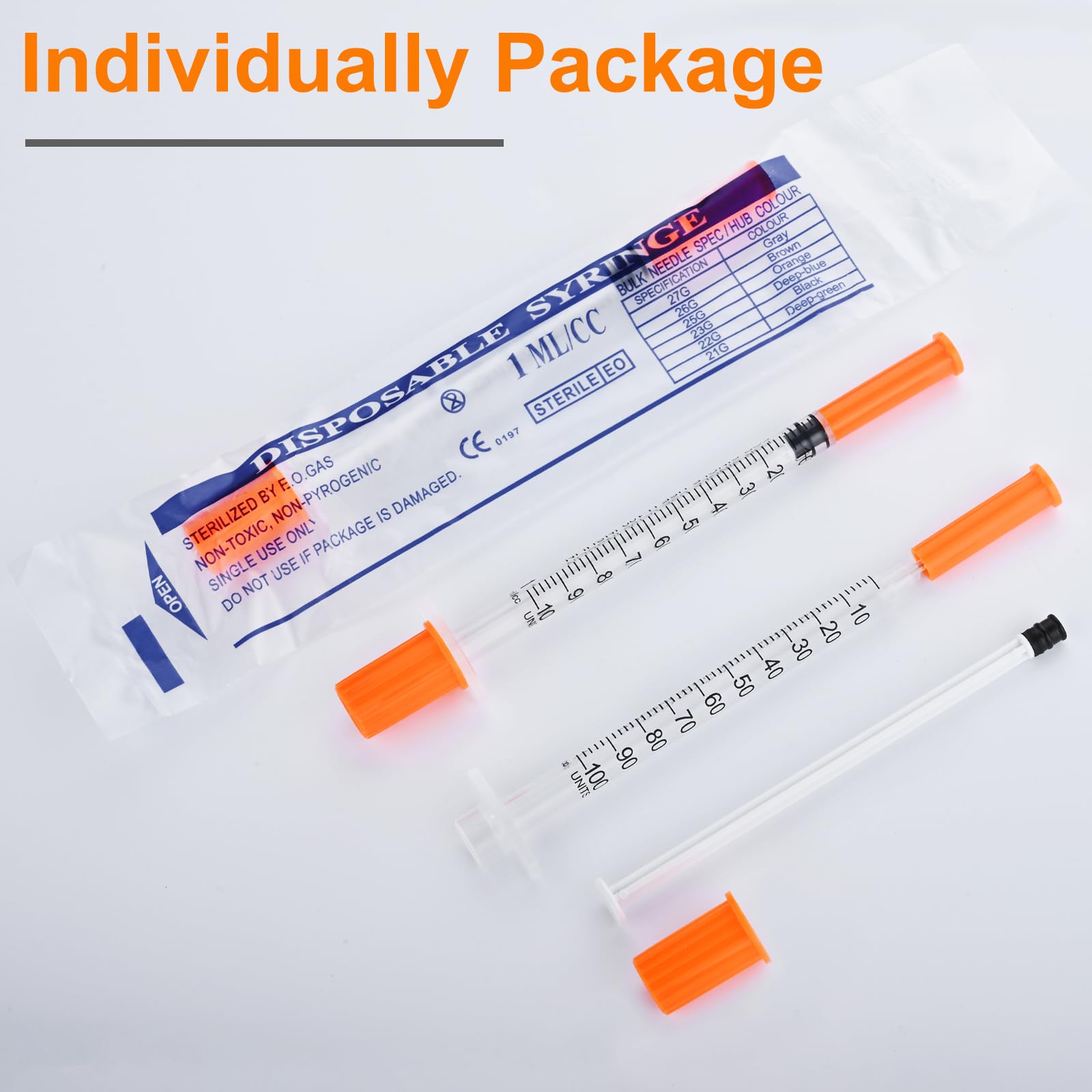 100 strumenti di trasferimento con scala da 1 ml, multiuso, 31 g, 8 mm, confezionati singolarmente per laboratorio, trasferimento di liquidi (100)