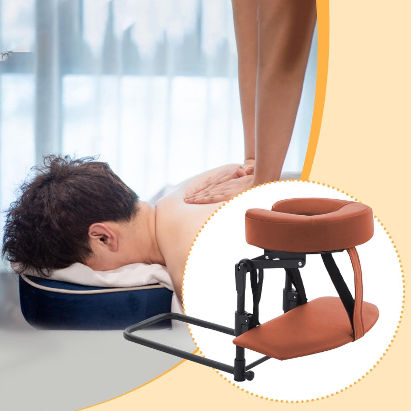 Oreiller de Massage Facial pour Lit, Appuie-Tête Ergonomique et Réglable avec Support pour Mains, en Mousse PU et Alliage, Kit de Soin pour SPA à Domicile/Institut de Beauté, Rouge Marron