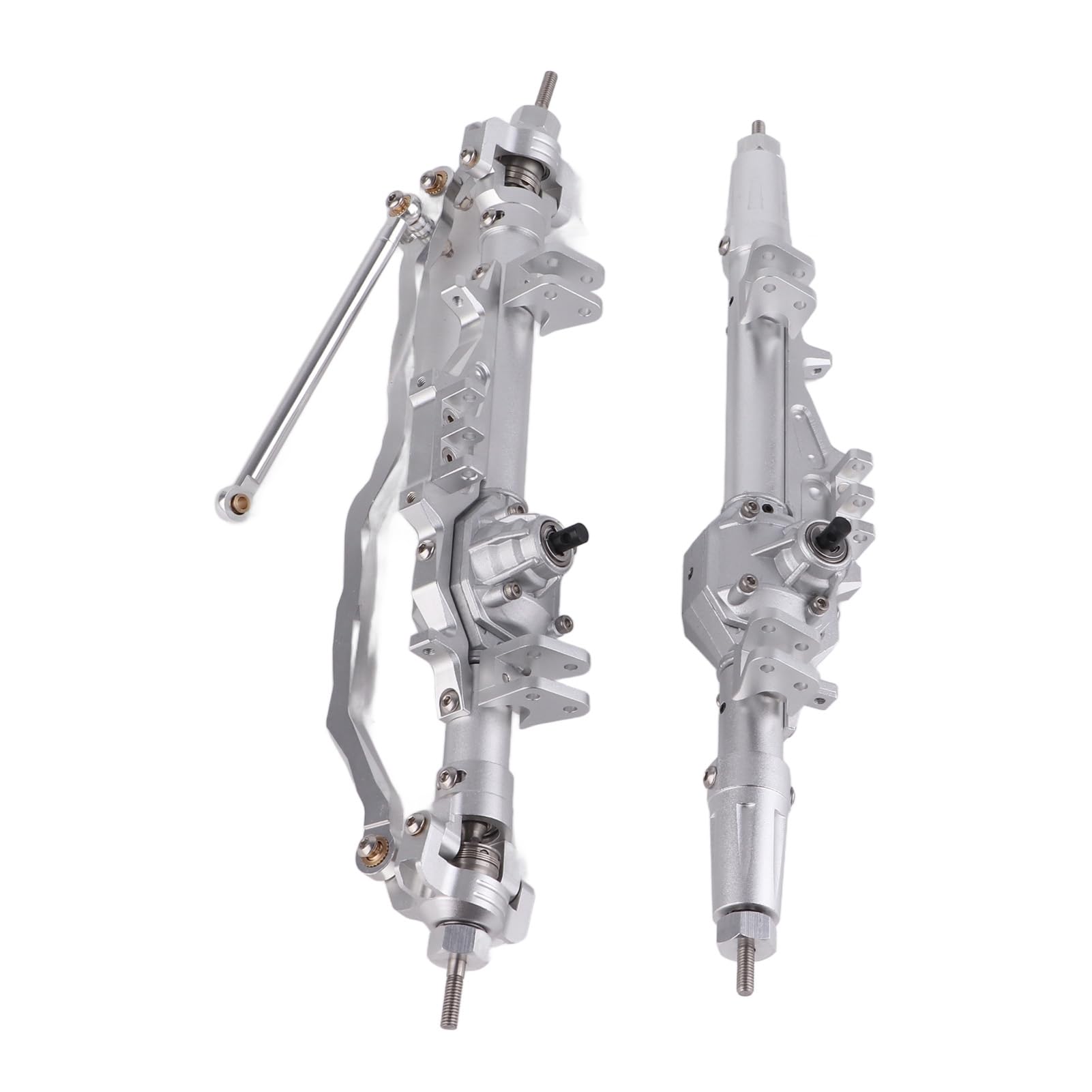 Qqmora Samochód Wspinaczkowy RC Części Zamienne do Przedniej i Tylnej Osi ze Stopu Aluminium Obrabiane CNC do Samochodu Axial WRAITH RR10 1/10 RC Trwałe, Lekkie Akcesoria dla Entuzjastów (Srebrny)