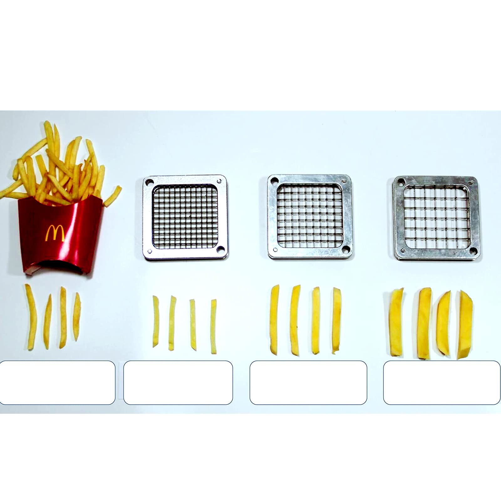 Kartoffelschneider Pommes, Frites Schneider Edelstahl Gemüseschneider und 3 Klinge (7/10/14mm)