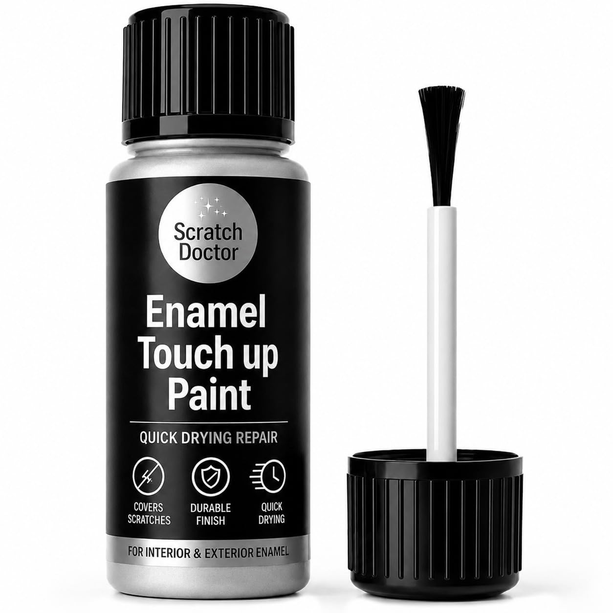 The Scratch Doctor Enamel Touch Up Paint Silver 15ml | Quick Dry Repair Paint for Baths Sinks Fridges Ovens Radiators & Kitchen Appliances | Fix Chips & Scratches on Enamel Ceramic & Metal