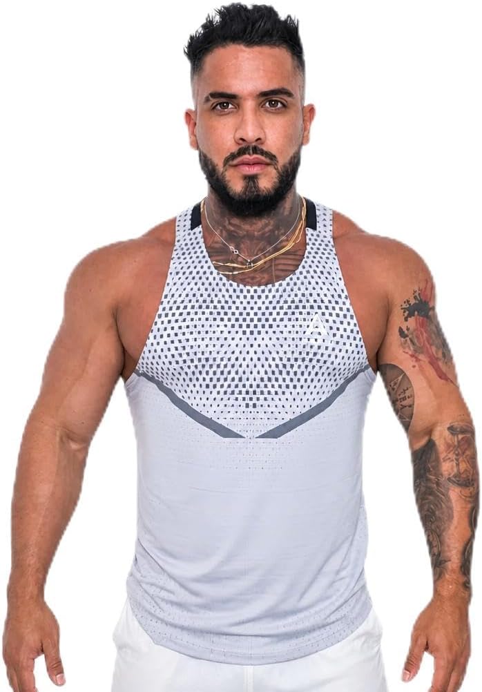 NABU Men's Black Mesh Gym Stringer Tank Top