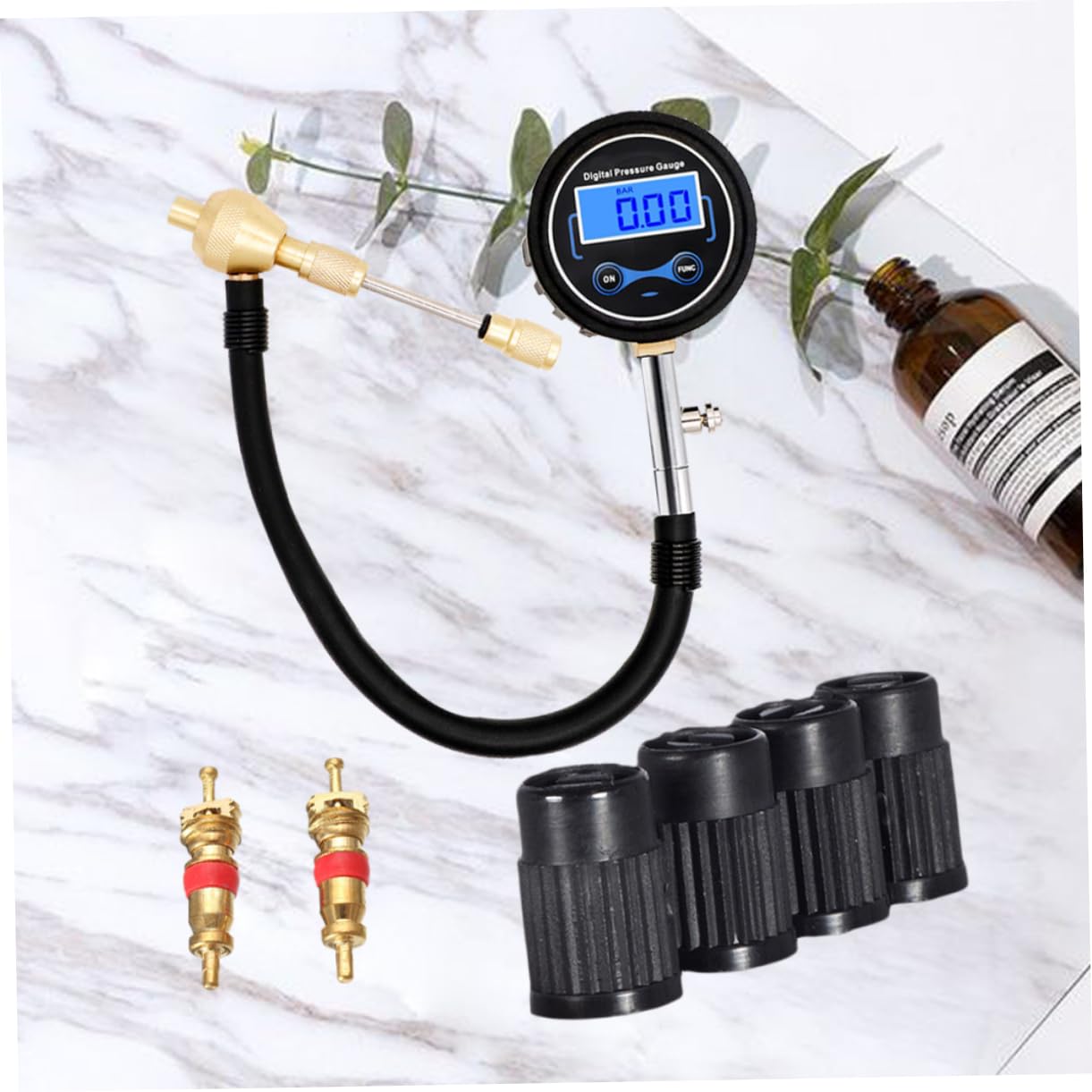 Beatifufu Car Tire Air Pump Portable Digital Manometer for Off-Road Vehicle High Precision Tire Air Pressure Gauge Alarm Night Vision LCD Display