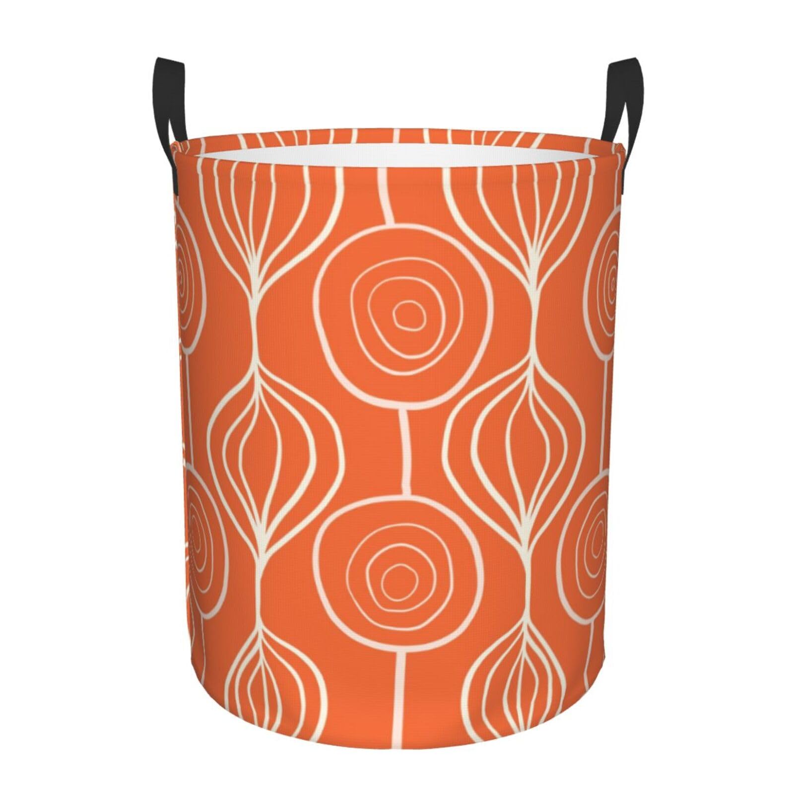 Amazon｜ランドリー バスケット オレンジ色 北欧 丸柄 抽象 キュート
