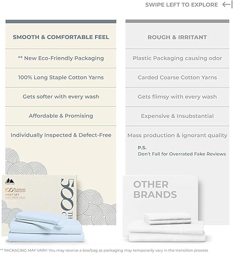 Miniatura 62 de Mayfair Linen Juego de sábanas de 100 % algodón a rayas, tamaño individual, sábanas de damasco de 500 hilos, tamaño individual, juego de 3 piezas