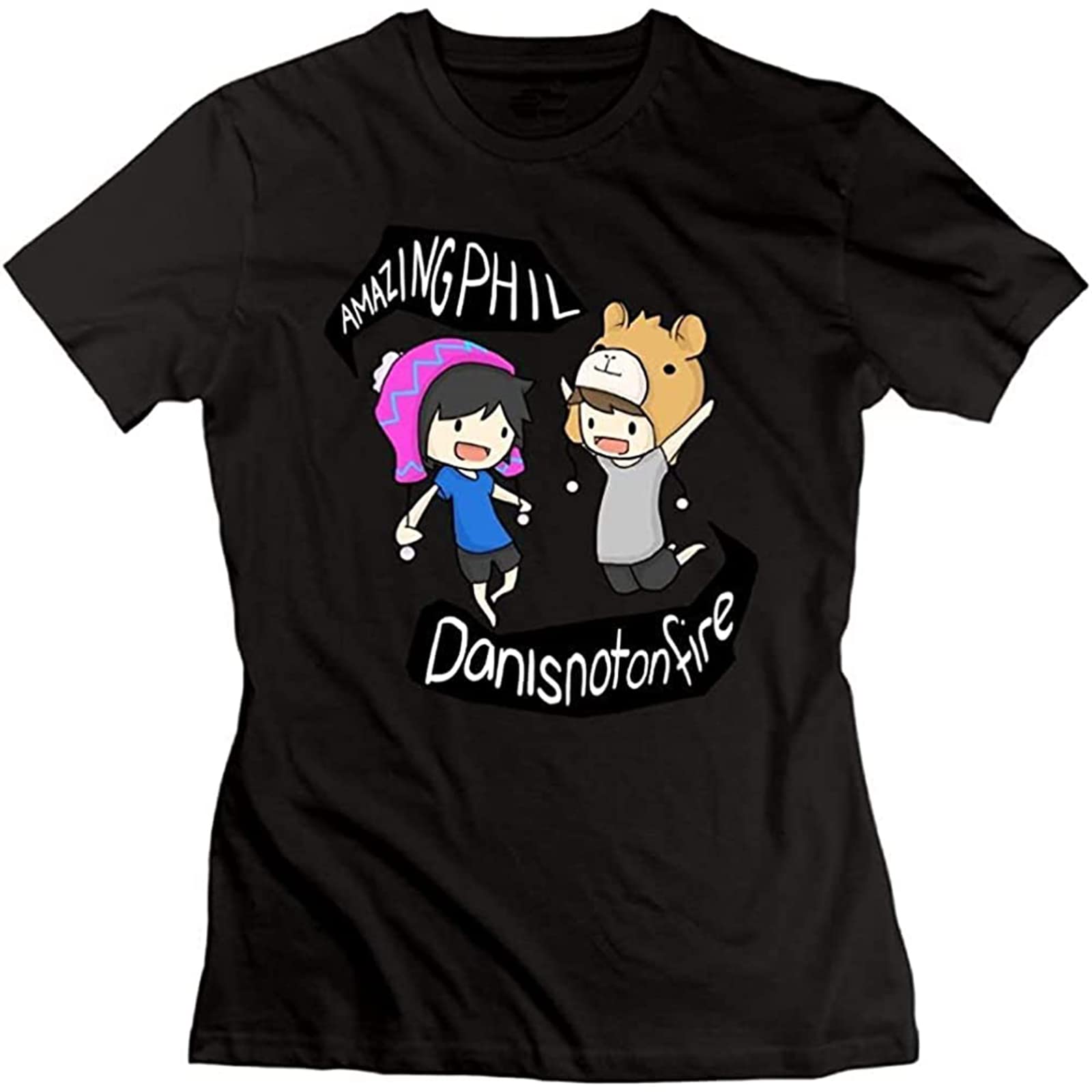 Casual Dan and Phil T-Shirt Black Unisex Mens Tees L