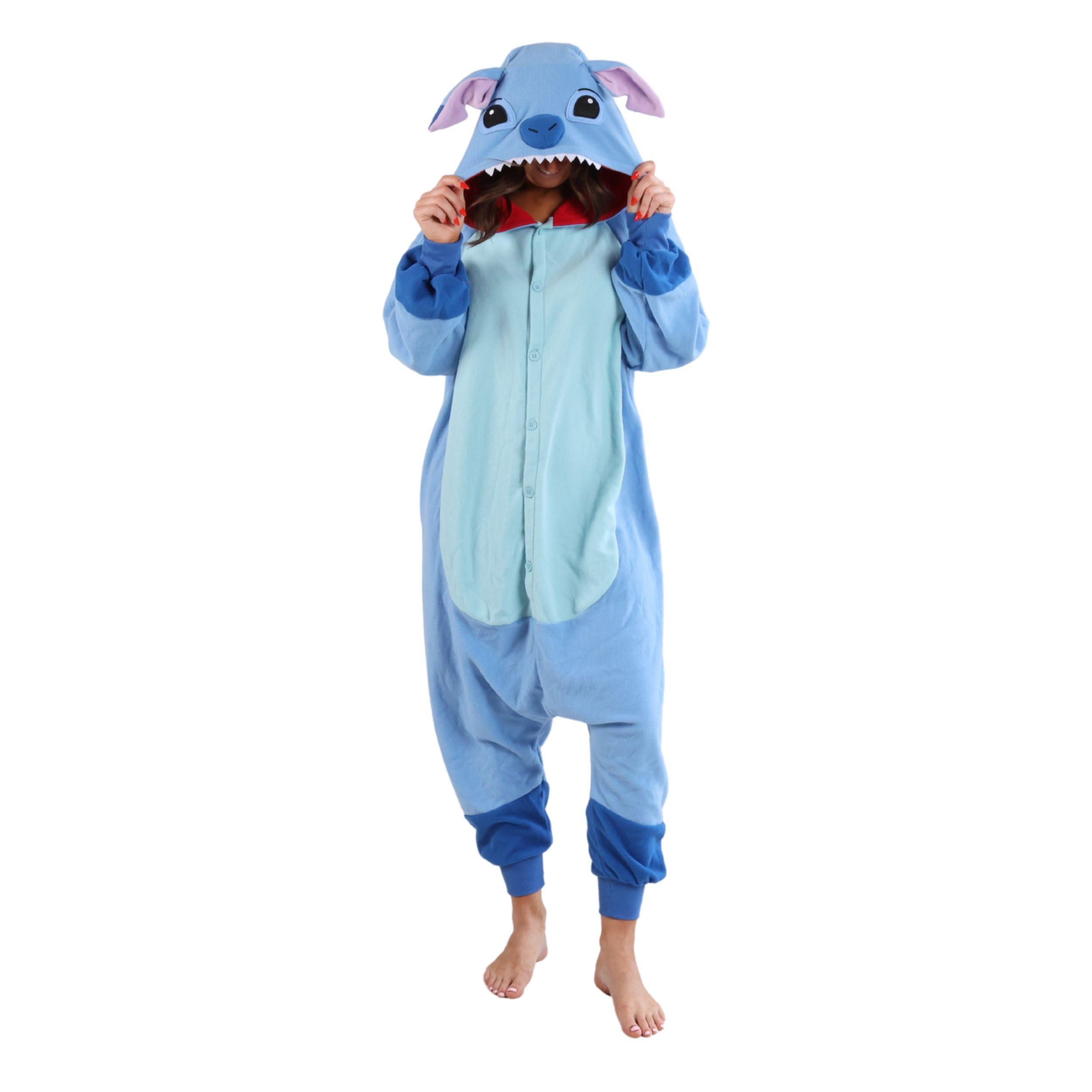 Funziez! Adult Onesie Halloween Costume Animal Dinosaur Shark Unisex Plush One Piece Cosp…