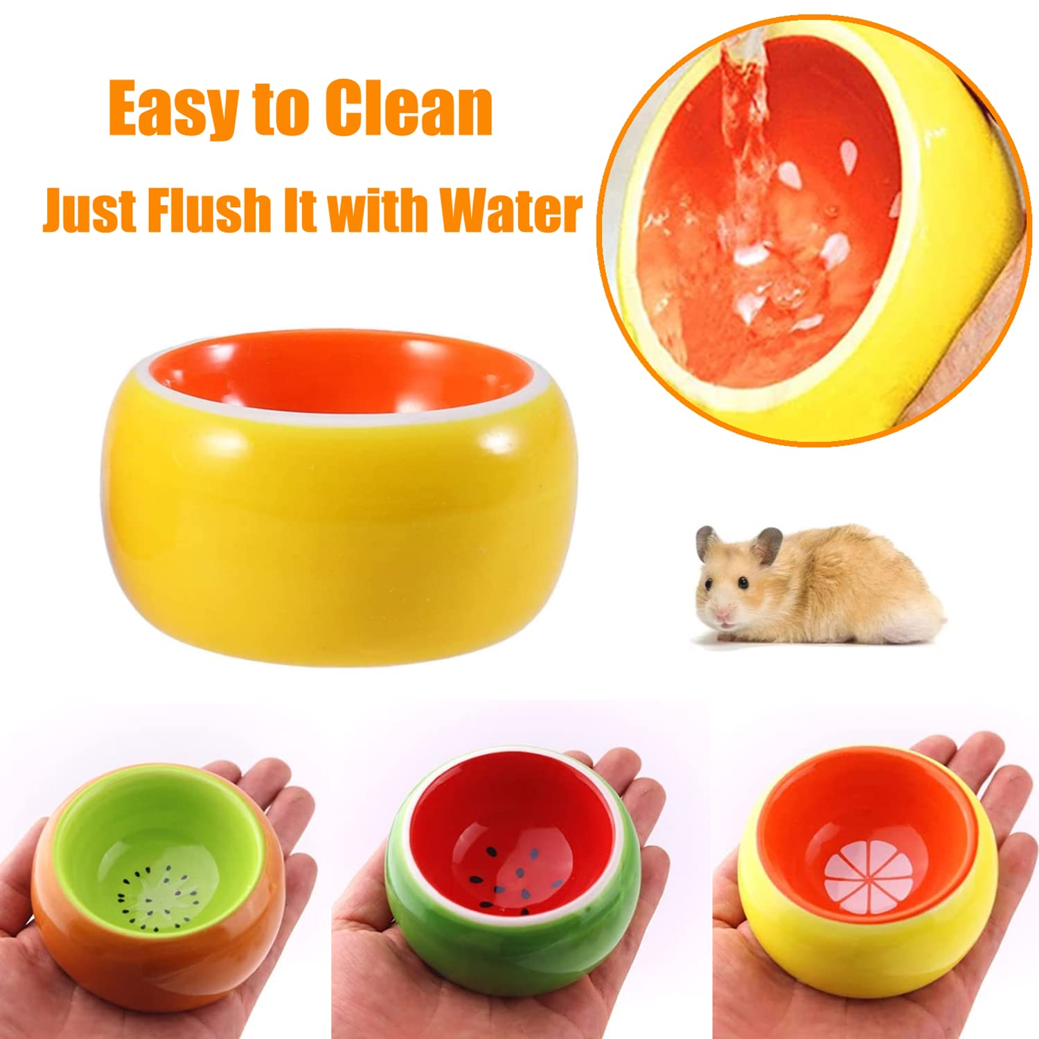Lot de 3 Mangeoire en Céramique pour Rongeur Gamelle pour Petits Animaux Gamelles en Céramique pour Hamster Cochon d'Inde Gerbilles Bac à Manger Gamelle pour Eau Anti-Morsure