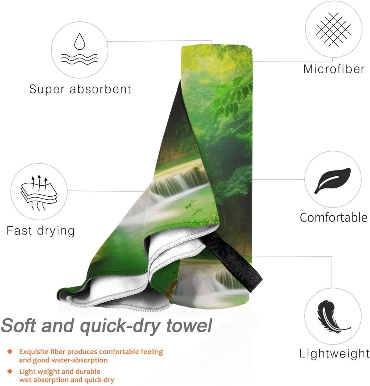 KHiry Microfiber Towel Beach Towels Natural Scenery Quick Dry Towel Soft Lightweight Travel Towels Absorbent Large Easy Pack Travel Things Beach Blanket for Gym Sports Swimming