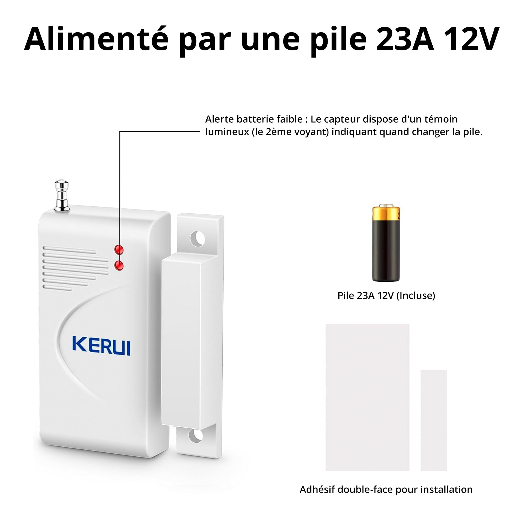 WiFi Alarme Maison kit Alarme Anti Intrusion, Sirène Alarme Exterieure 115 DB, Capteur D'Alarme De Porte, Alarme Detecteur De Mouvement Et TéLéCommande