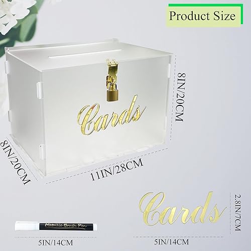 Miniatura 8 de Caja de tarjetas de boda con cerradura, cajas de tarjetas transparentes de acrílico para recepción de boda, tarjetero de dinero para bodas, baby
