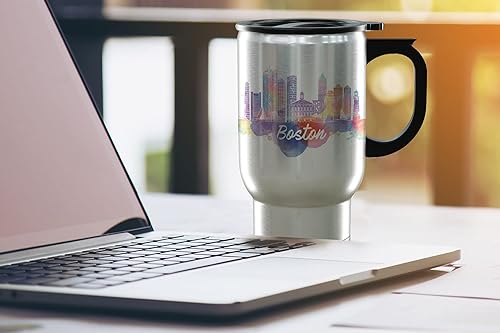 Miniatura 6 de Boston MA Gifts and Souvenirs - Taza de viaje con asa y tapa, vasos únicos de graduación de Boston, taza de viaje de acero de 14 onzas, los mejores