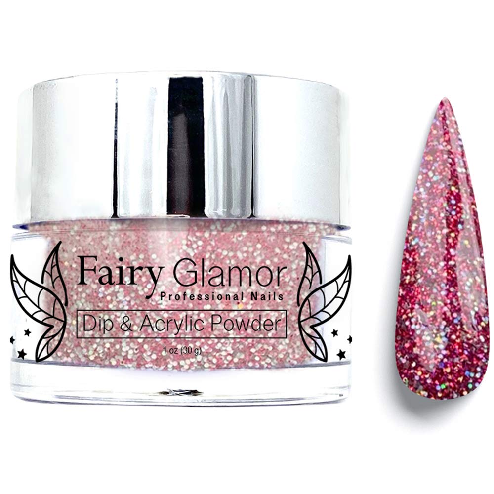 FAIRY GLAMOR Red Glitter Dip & Acrylic Nail Powder - Whisk me Away - 1 oz