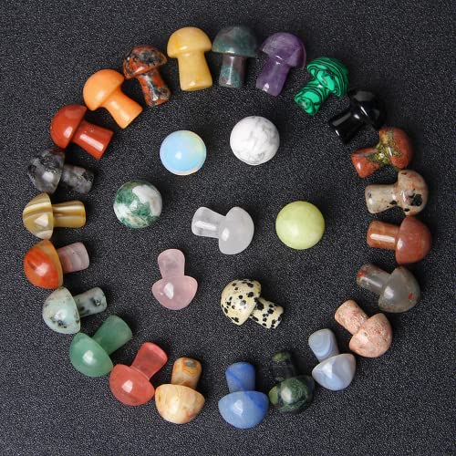 Mtd Gem Crystal Mushroom Sculpture Mini Mushrooms Decor Decorative Gemstone Mushroom Decoration Colorful Mushroom Stone Decor Crafts For Garden Yard Decor #TOP1