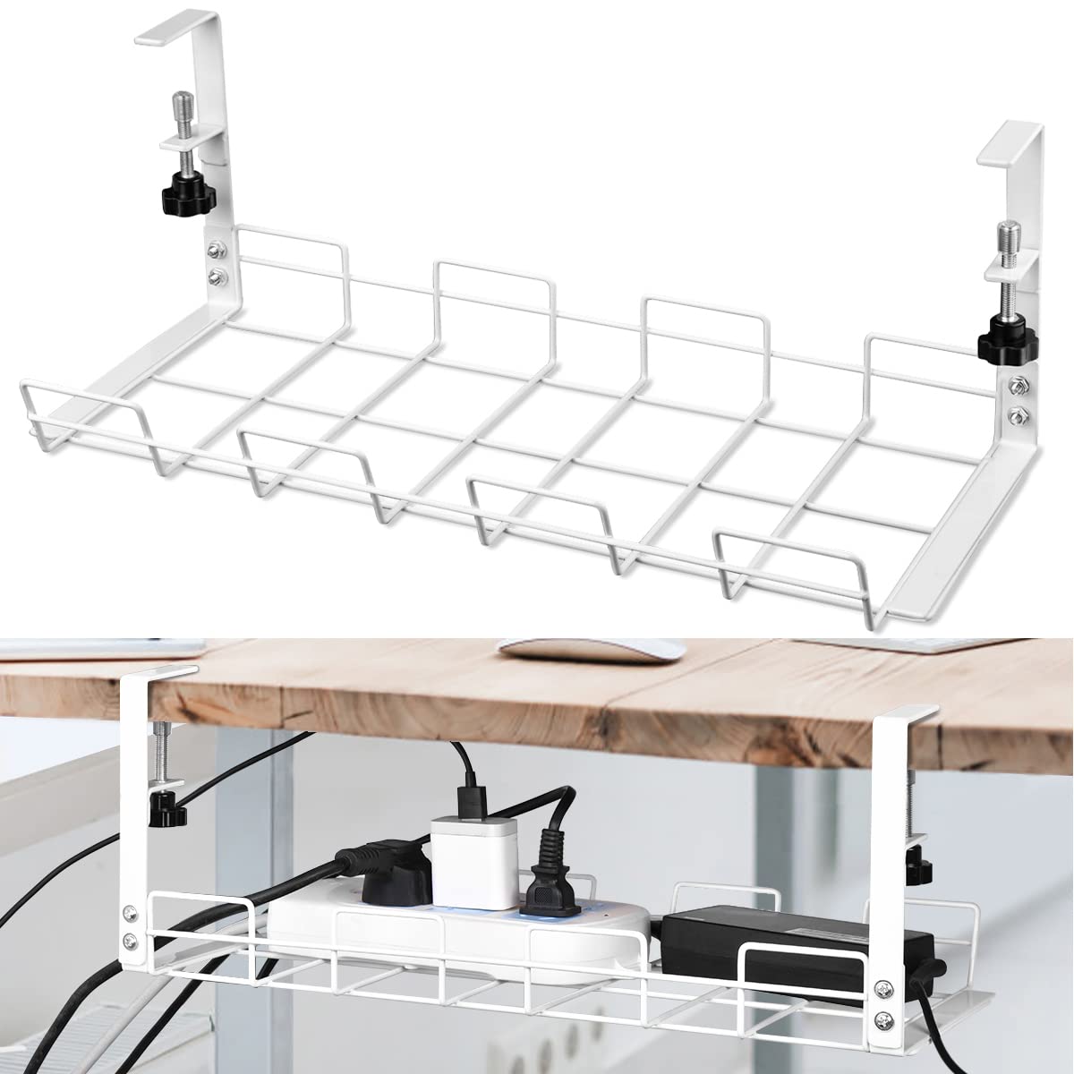 No Drill Under Desk Cable Management Tray Cable Management Clamp ...