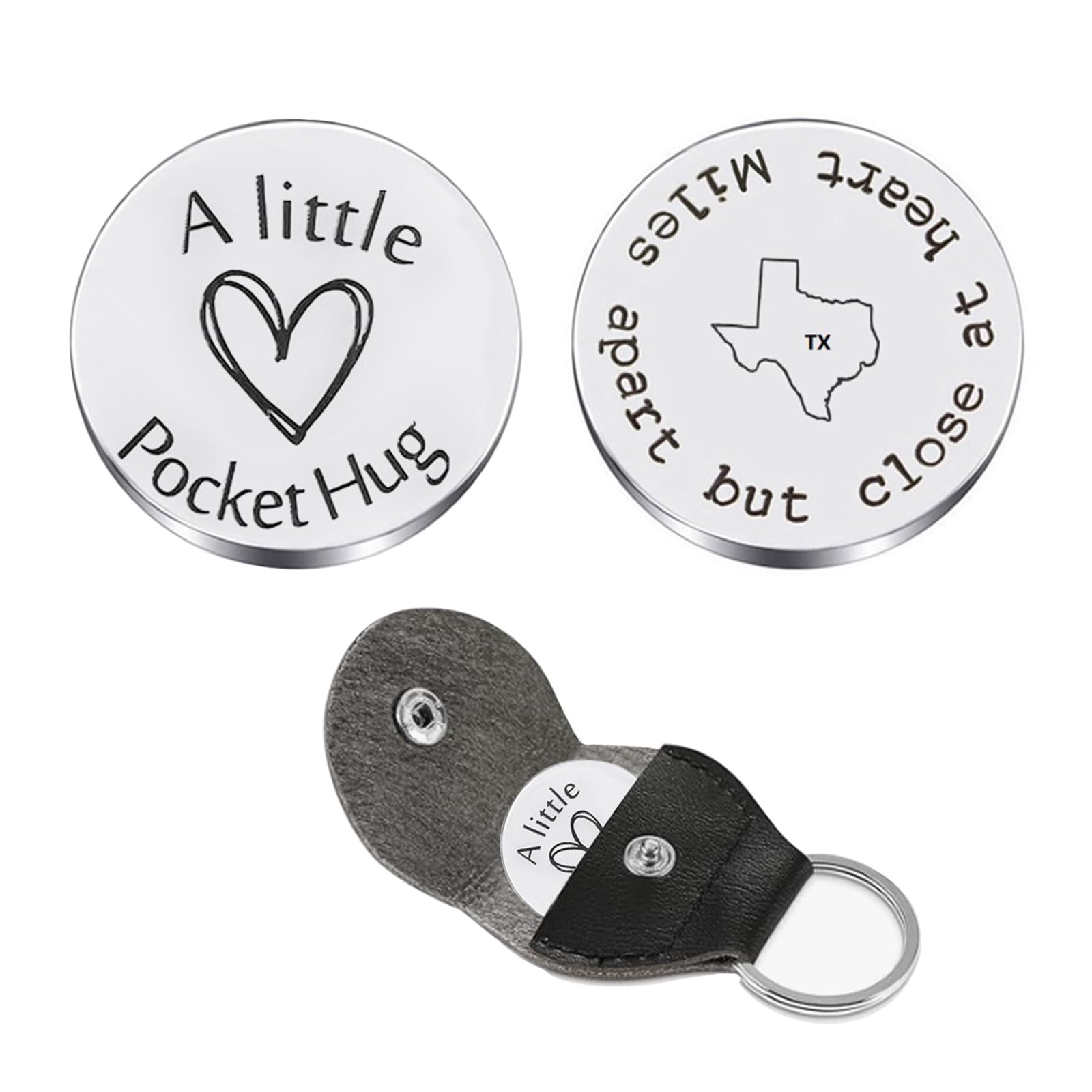 JJTZX Pocket Hug Token for Long Distance Relationship Gifts Miles Apart but Close at Heart United States Map Keychain