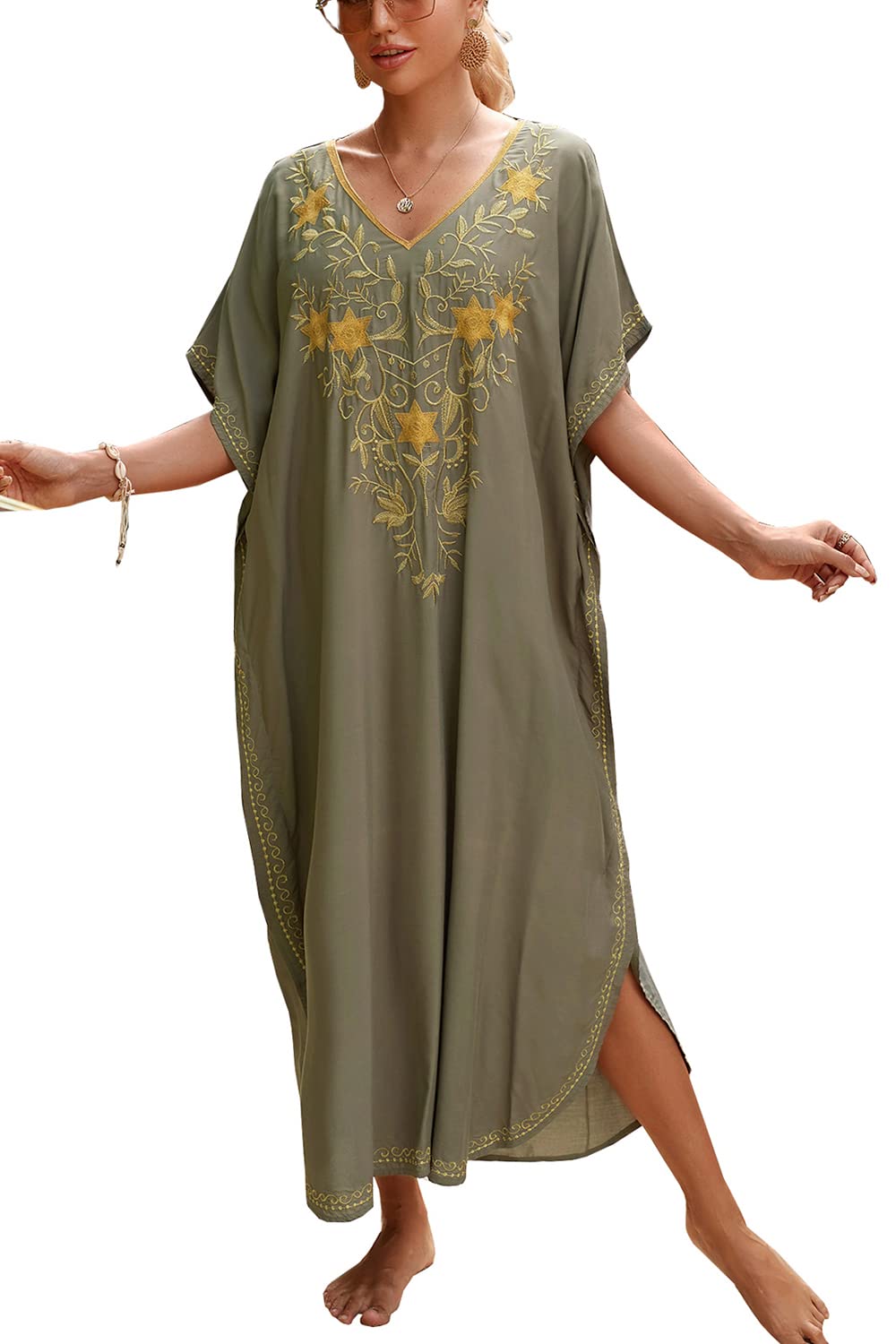 L-Peach Kaftan Vestido Largo de Playa para Mujer