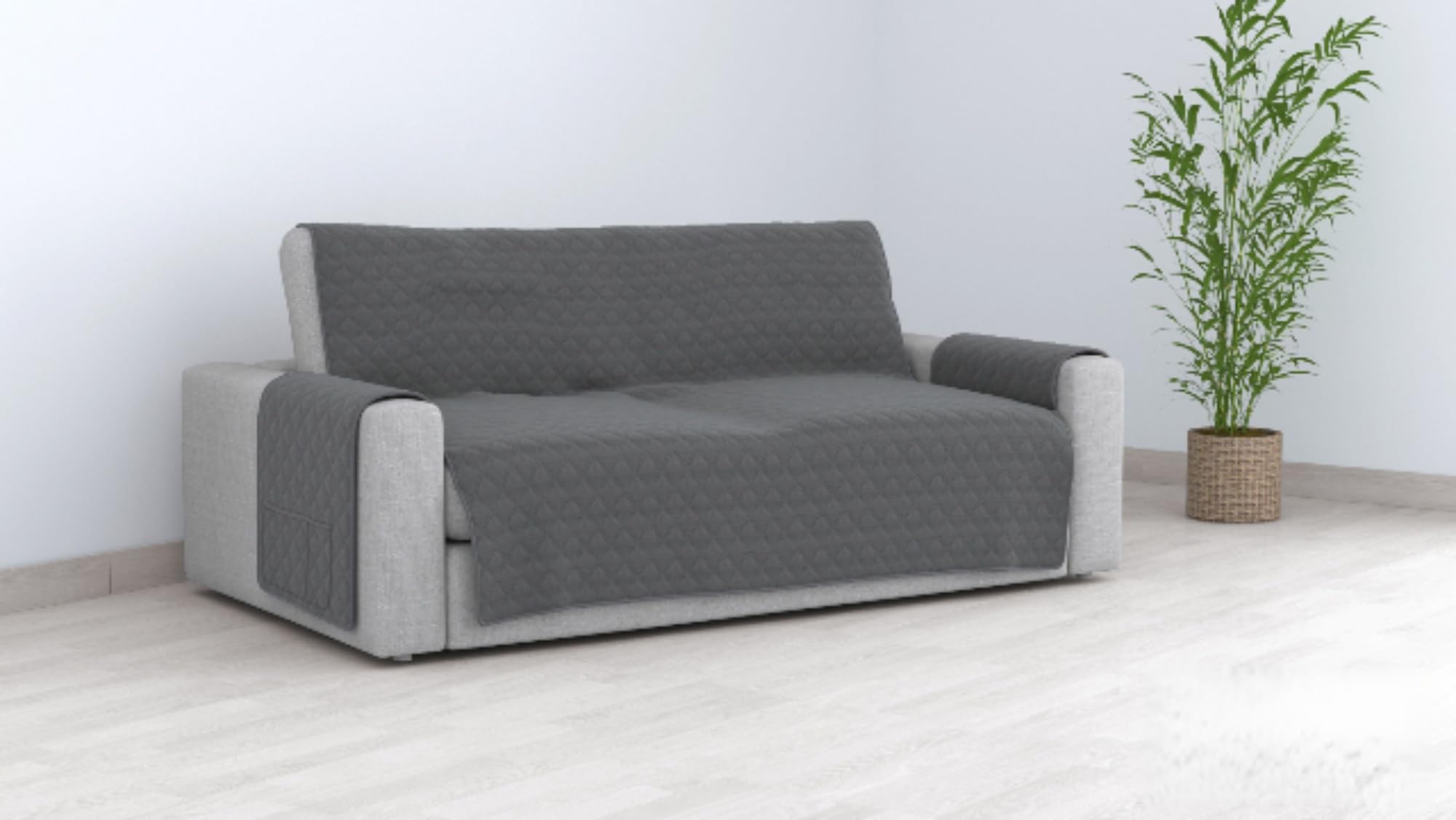 Cubre SOFÁ Reversible con Bolsillos (Marengo/Gris, 2 PLAZAS)