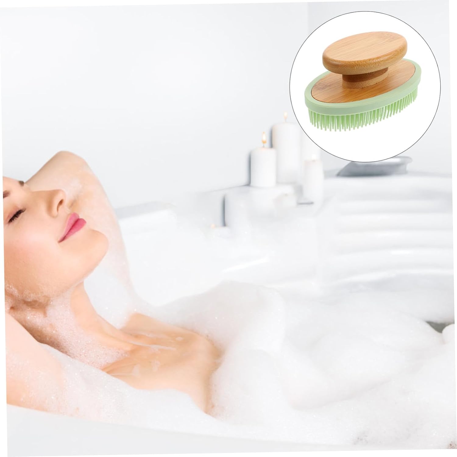 Didiseaon Silicone Shower Bath Brush Long Bristles Soft Body Scrubber for Men Shower Scrub Brush
