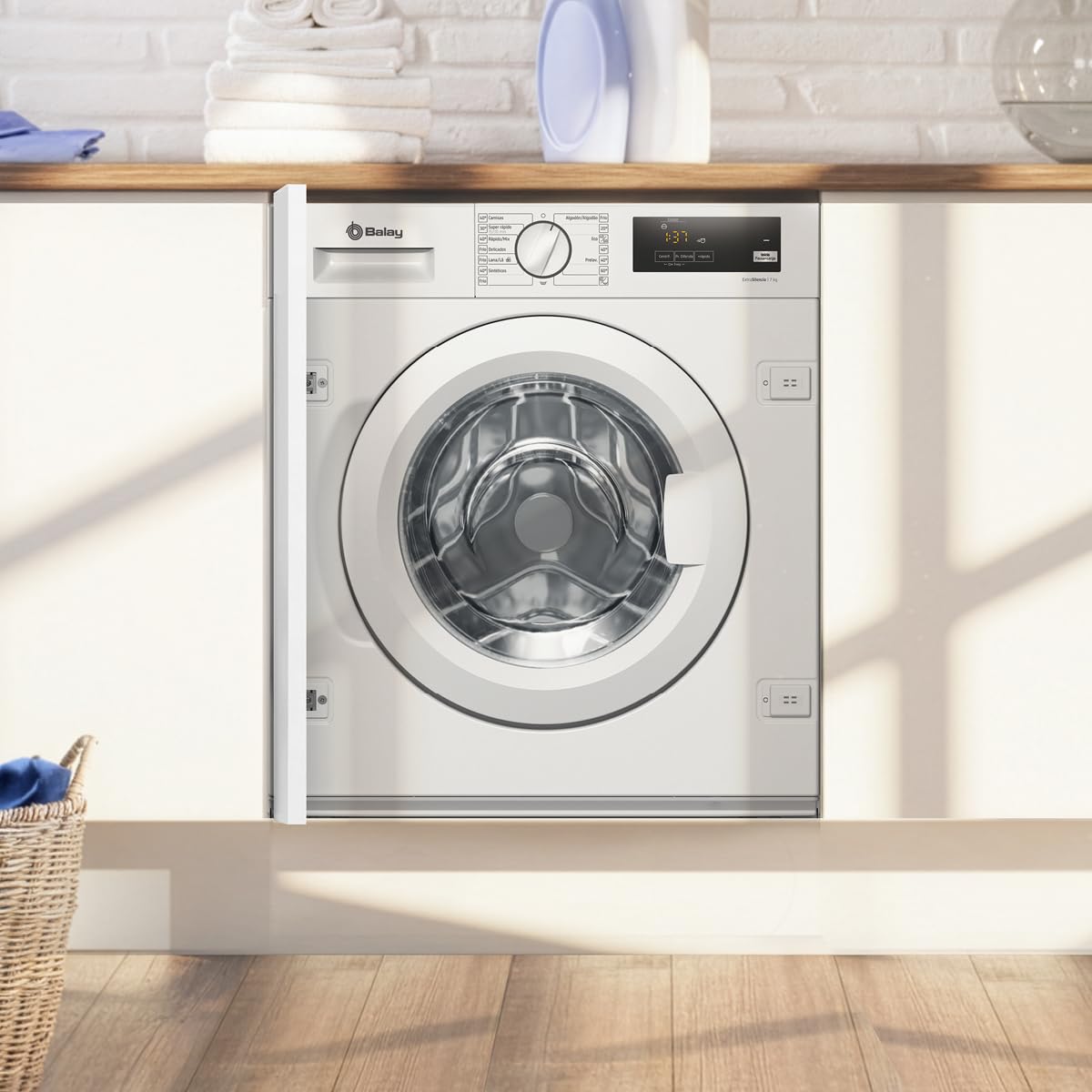 Balay - Lavadora Integrable, 60 cm, Motor ExtraSilencio, AquaControl Plus, Blanco, 3TI979B
