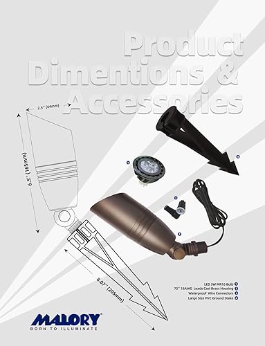 Miniatura 6 de MALORY Luces de latón para paisaje, 1 paquete sin bombilla (S02), focos de bajo voltaje 12V CACC para exteriores, para patio, iluminación de paisaje