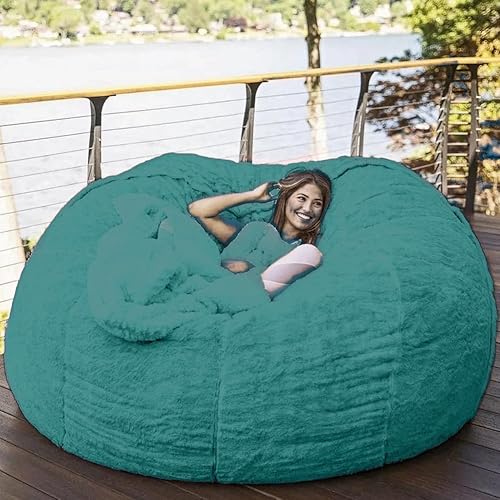 Miniatura 23 de Puf gigante (sin relleno) 5/6/7/8 pies, funda para puf gigante, gruesa, suave, esponjosa, de piel sintética, sofá, cama, puf, sillón reclinable