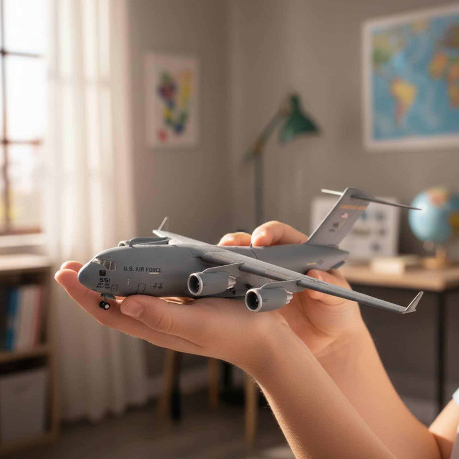 Maqueta Strategic Transport Plane Peana Maqueta Cargo Transport Coleccionable Modelo de Avión Militar para Coleccionistas, Vitrina