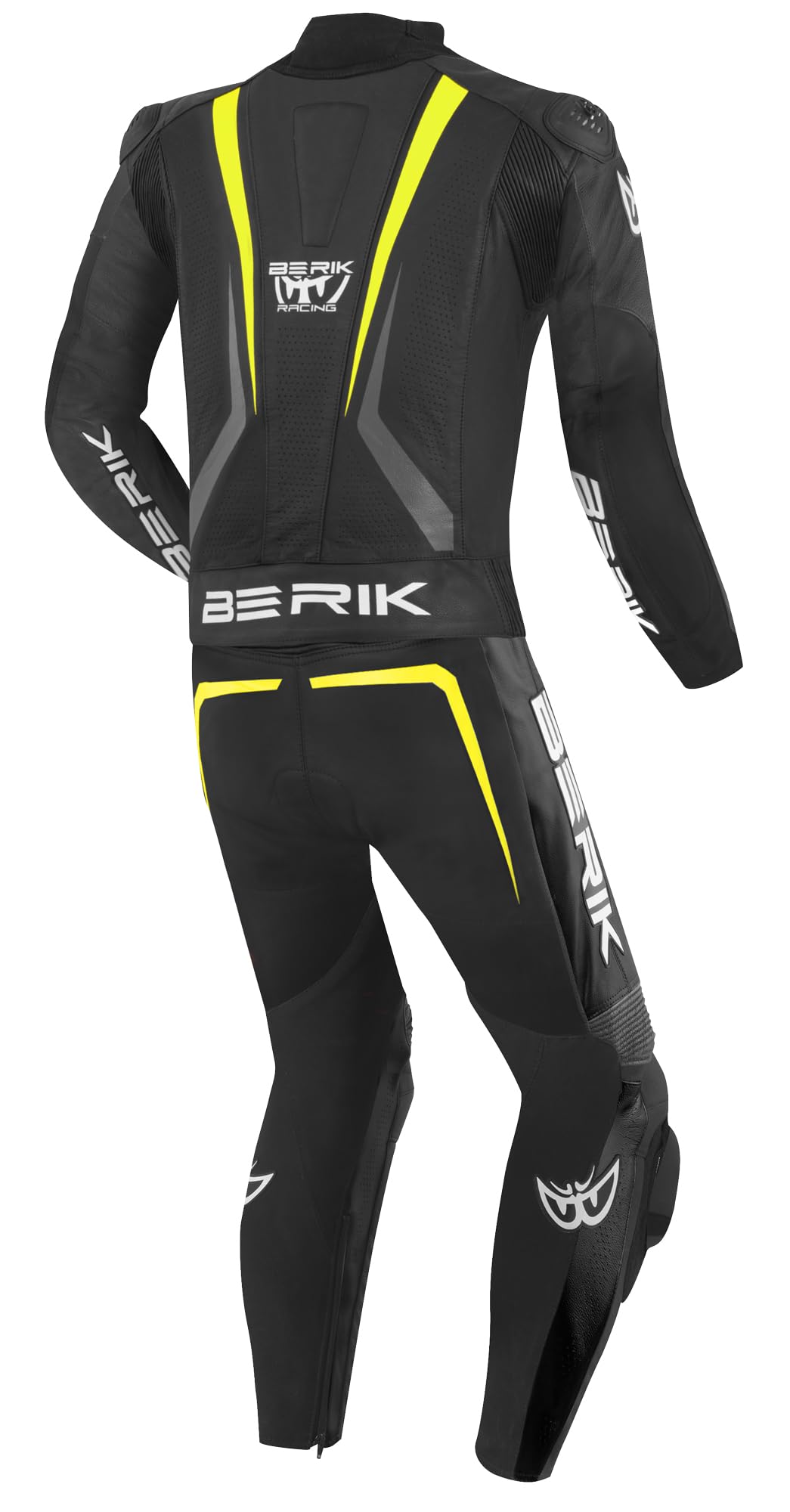 Berik Absolute GP2 2-Teiler Motorrad Lederkombi, schwarz/anthrazit/neongelb, 50