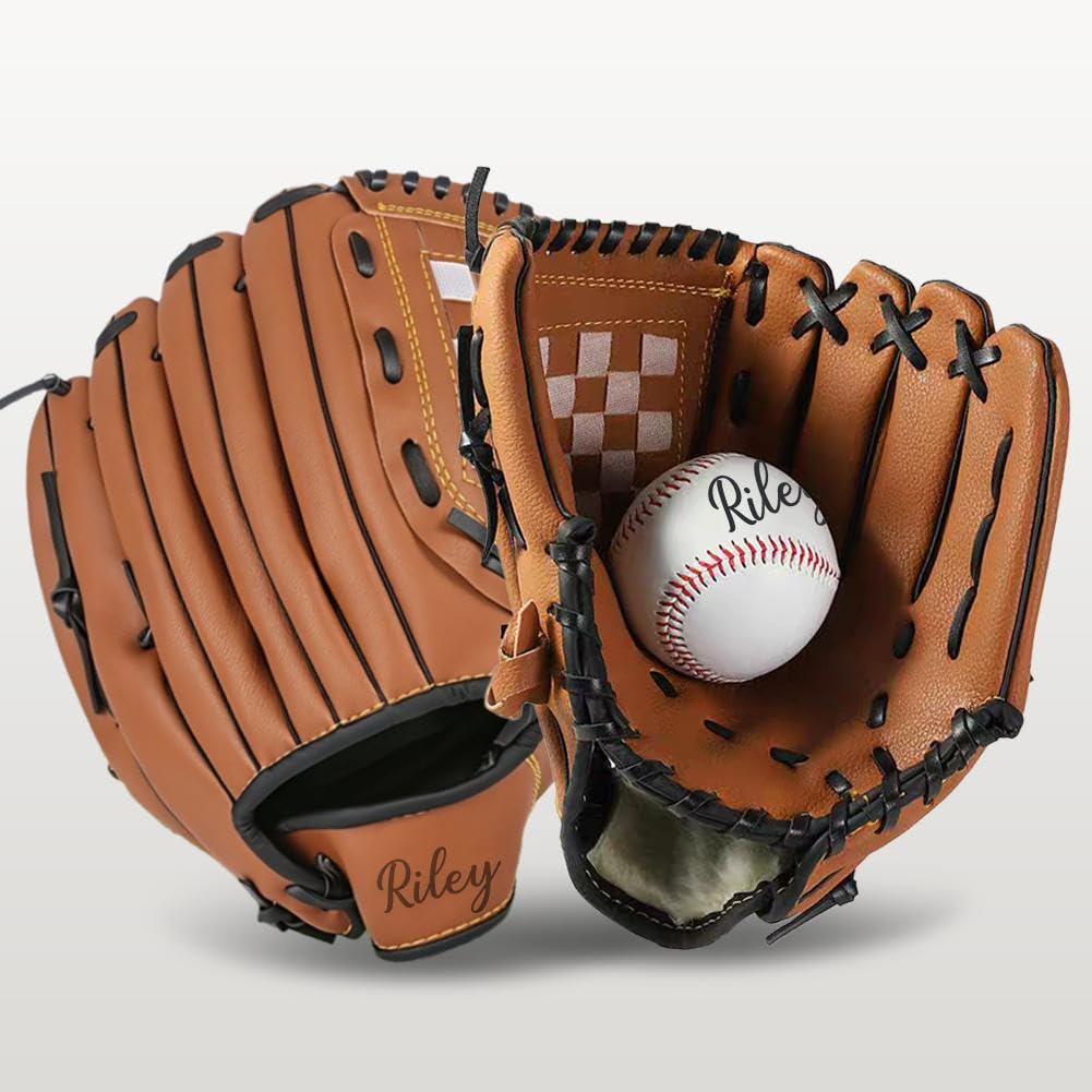 Set di guanti da baseball e palla personalizzati, set di palline da baseball con nome personalizzato, guanto da baseball e palla per adolescenti e adulti, facile da catturare, gioco da giardino