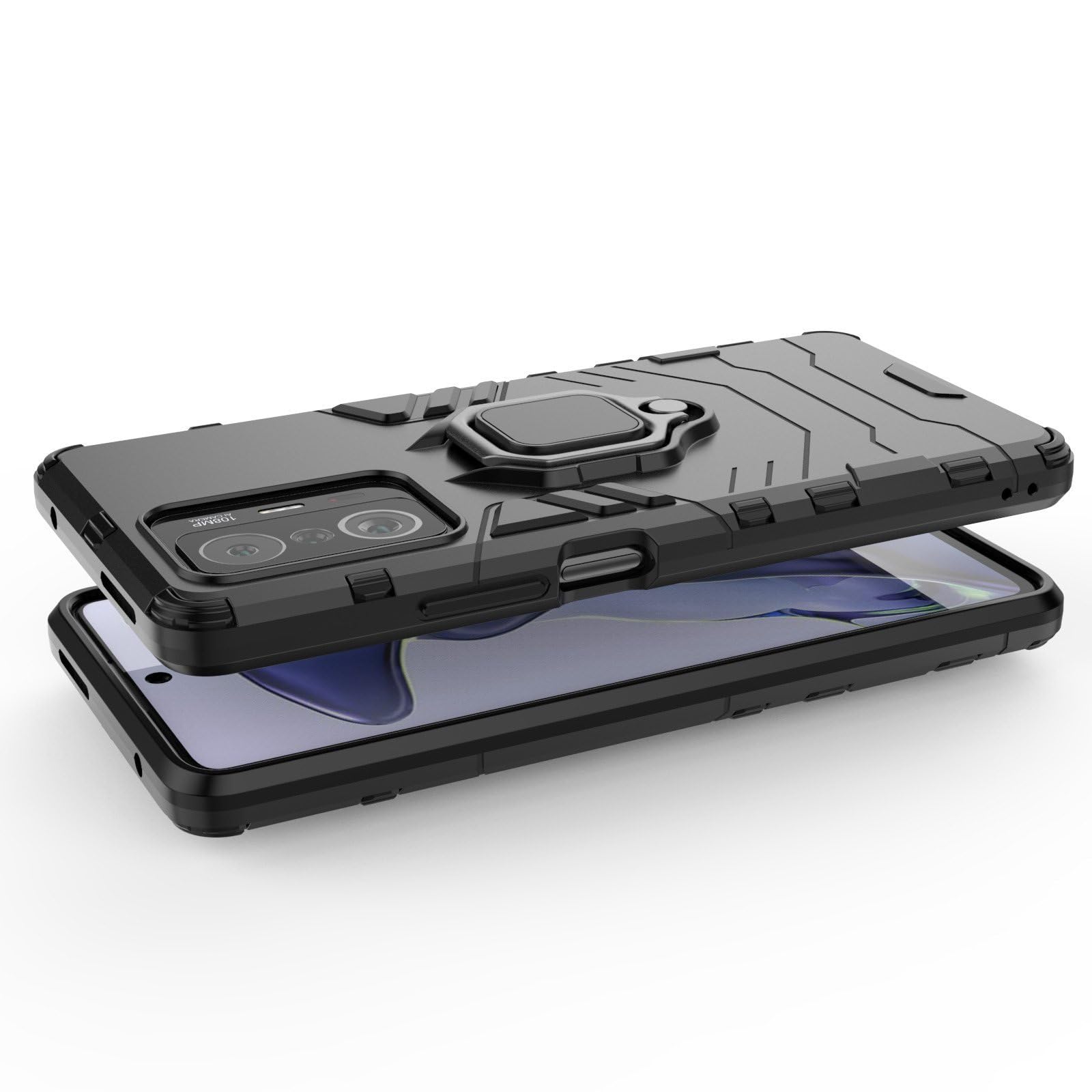 GOGME Cover per Xiaomi Mi 11T / 11T PRO 5G, Custodia Protettiva con Supporto, Robusto Pannello Posteriore PC AntiGraffio + Antiurto TPU Dual Layer Armour Ibrida Case. Blu