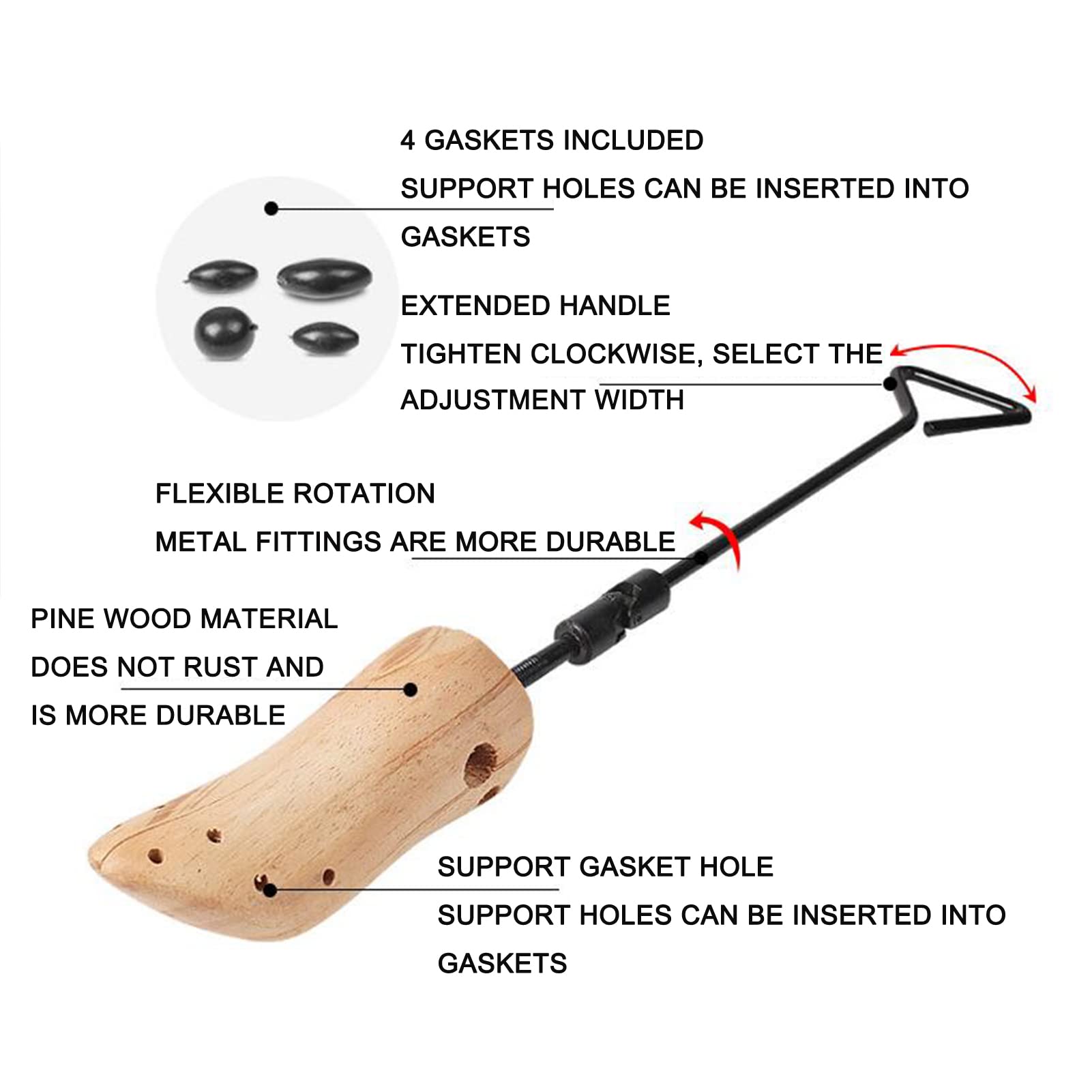 Schuhspanner aus Holz für Damen und Herren, für Stiefel, verstellbare stiefelbreite Füße, verstellbare und Anti-Falten-Schuhspanner, Schuhspanner für Damen