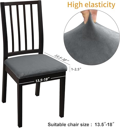 Miniatura 4 de YISUN Fundas elásticas de terciopelo para asiento de silla, fundas suaves y gruesas para sillas de comedor, fundas elásticas para sillas de comedor,