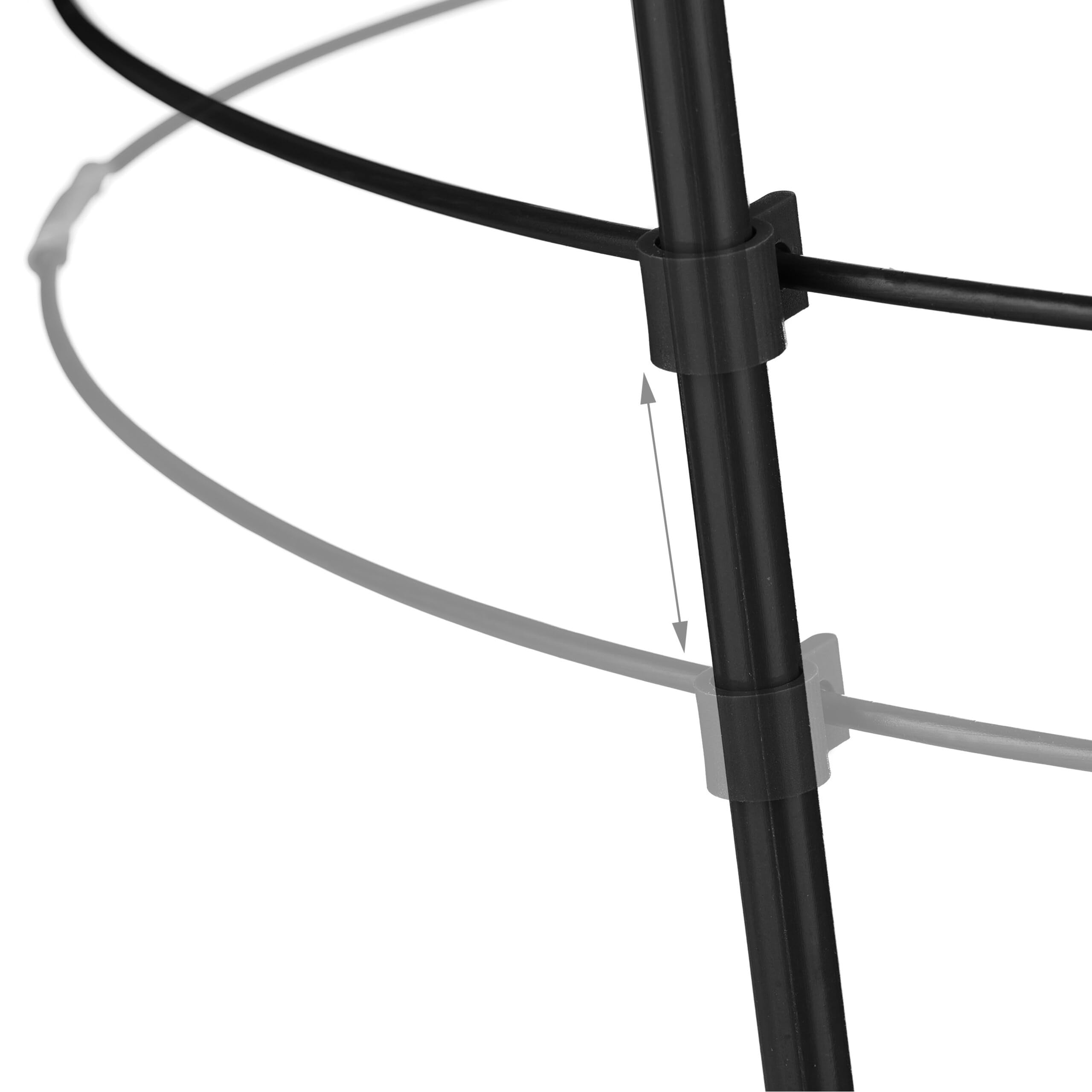 Relaxdays Zestaw 6 podpórek do roślin pnących, metal i tworzywo sztuczne, wysokość 76 cm, 3 regulowane pierścienie, podpórka dla roślin pnących, czarna