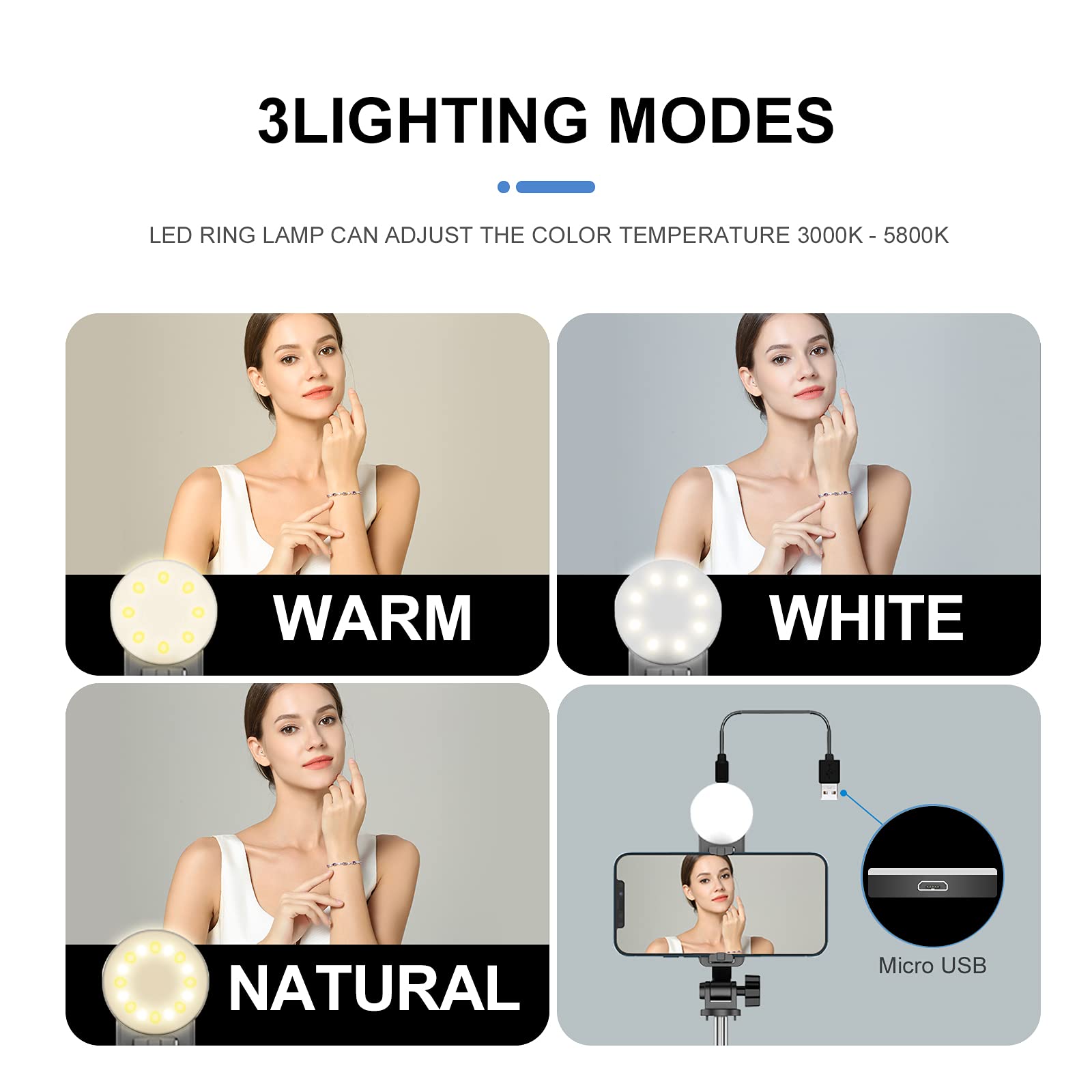 GRIFEMA Palo para selfies GB1003-1, palo para selfies extensible con luz de relleno, soporte Bluetooth inalámbrico desmontable, compatible con iPhone, Sumsung Galaxy, Huawei y más