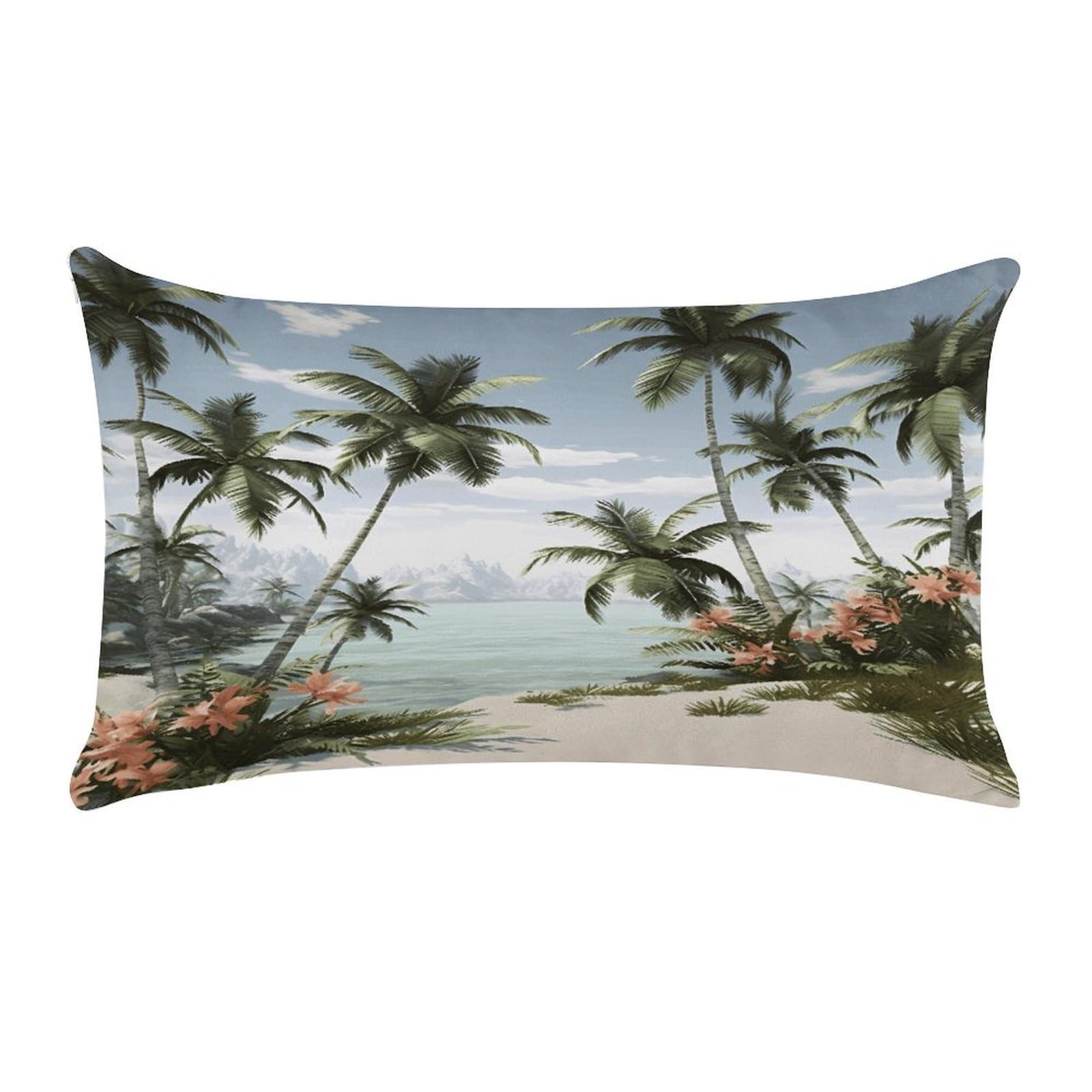 VstaDank Tropical Palm Trees Throw Pillow Cover Rectangular Lumbar Throw Pillow Case Soft Farmhouse Accent Decorative Cushion Cases Short Plush Pillowcase with Zipper 12 X 20 Inch