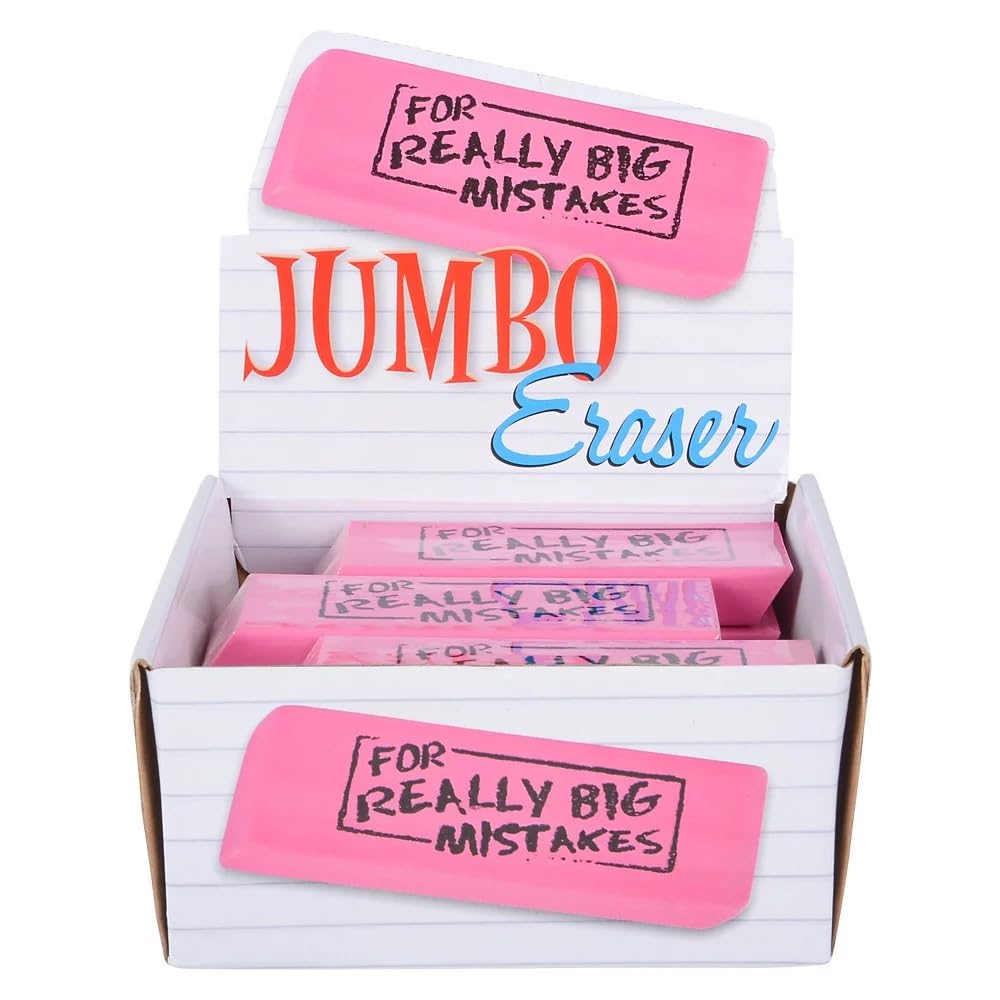 Jumbo-Radiergummi, groß für wirklich große Fehler, 14 x 5,1 cm, großer Radiergummi, Schreibwaren, Geschenk für Arbeit und Schule, Erwachsene und Kinder, 12 Stück