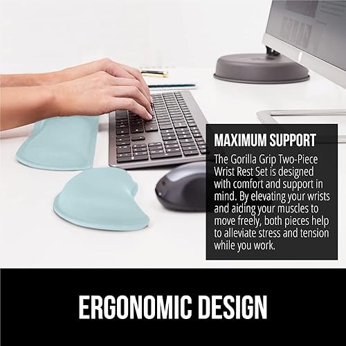 Miniatura 4 de Gorilla Grip - Reposamuñecas ergonómico de espuma viscoelástica de gel suave para teclado y mouse, antideslizante, para aliviar el dolor al