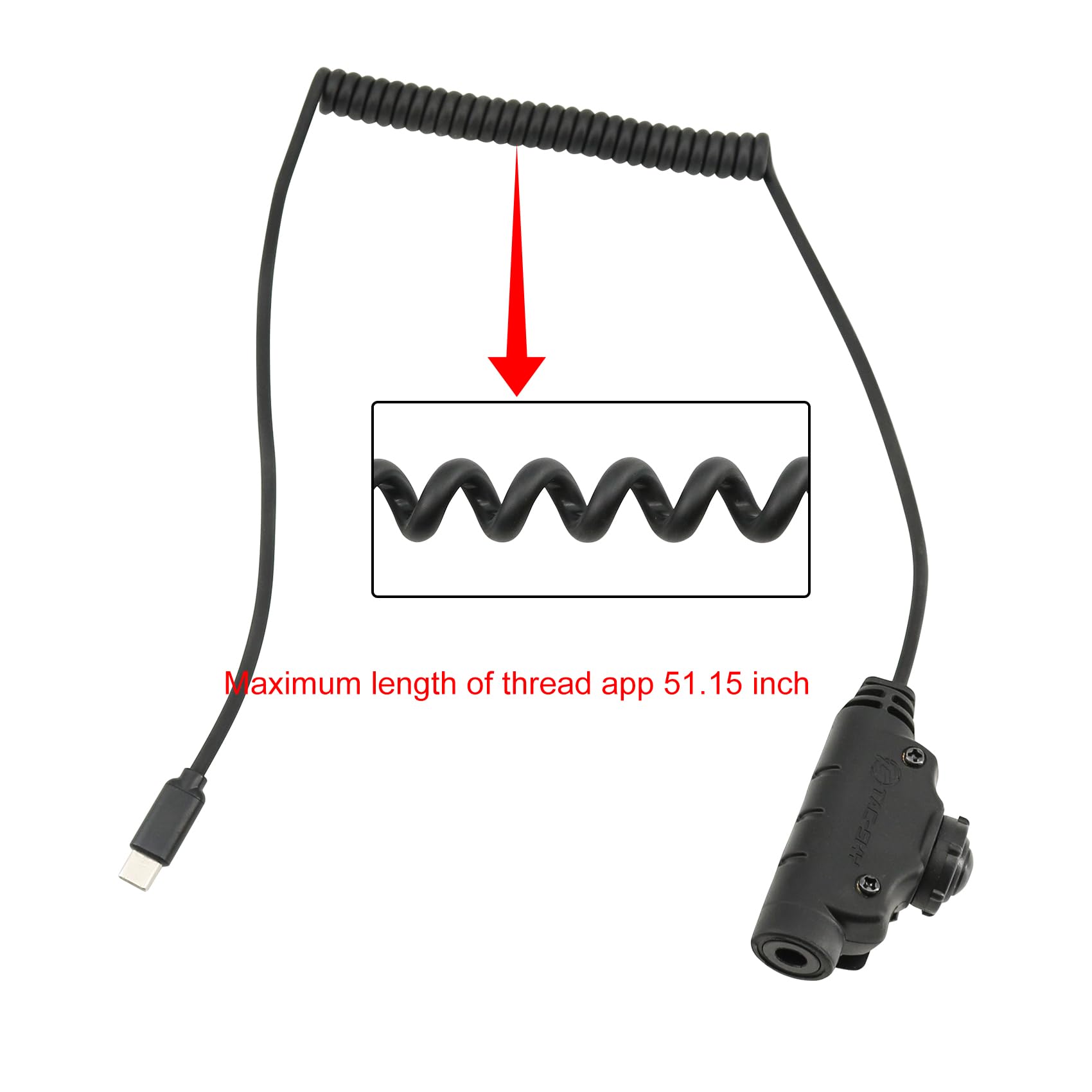 Adapter U94 V2 PTT do wtyczki Tepy-C Taktyczny zestaw słuchawkowy akcesoria kompatybilne z telefonami iPhone 17 16 15 / Samsung Galaxy S8 S9 S10 S20 Plus (C0034BK-MILIT)